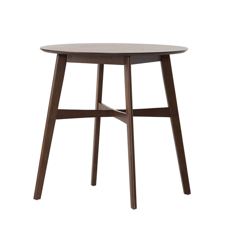 Round Counter Height Dining Table With Thick Rubberwood Legs And Support Beams - Walnut by HouseOfZazla