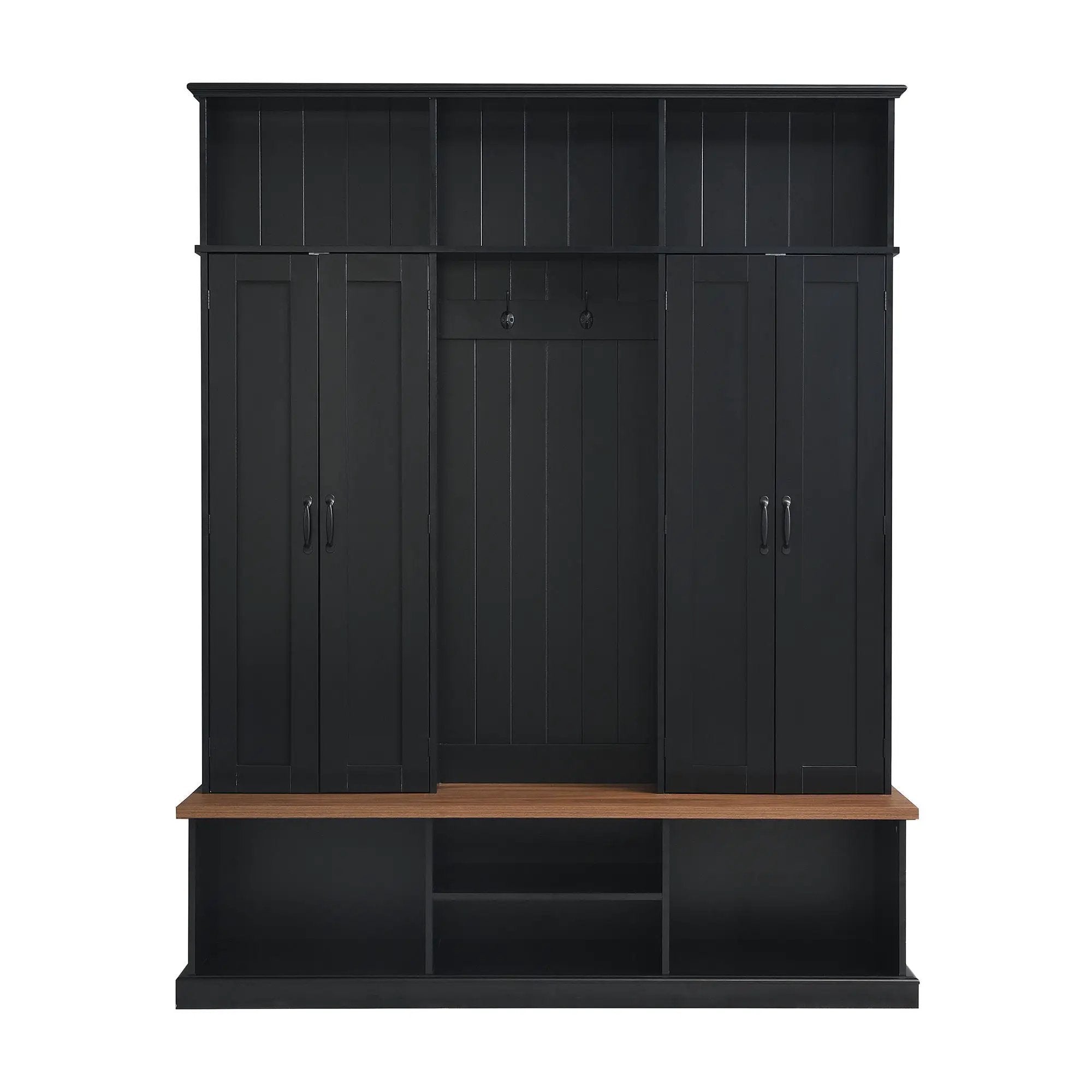 Entryway Hall Tree With Bench, 3 Top Cubbies & Bottom Storage Space by Unique Piece Furniture