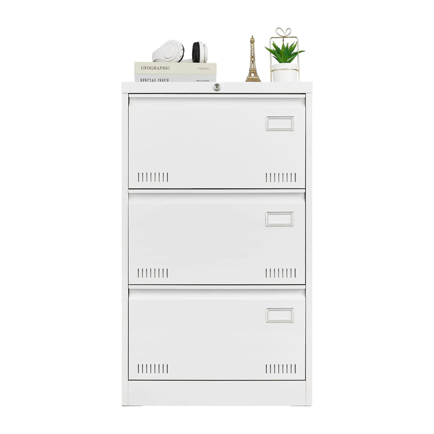 Filing Cabinet Lateral File Cabinet 3 Drawer, Locking Metal File Cabinets Three Drawer, Office Filing Cabinet With Lock Drawers For Home Office by Unique Piece Furniture
