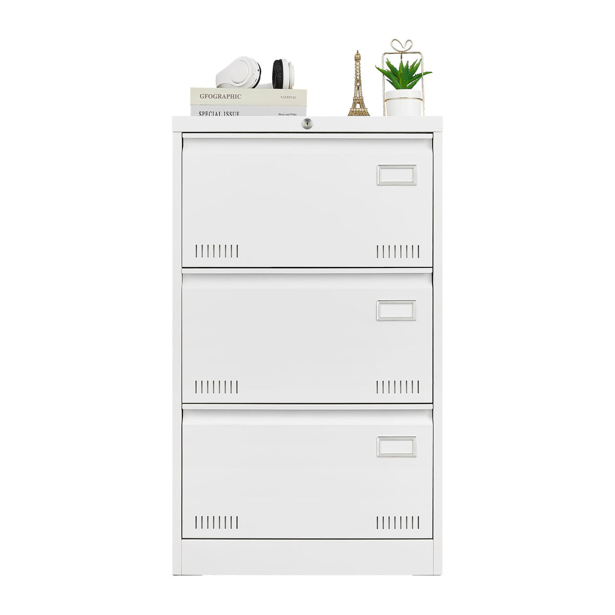 Locking Metal Filing Cabinet 3 Drawer - Multiple Sizes, Black or White, photo 24 of 24