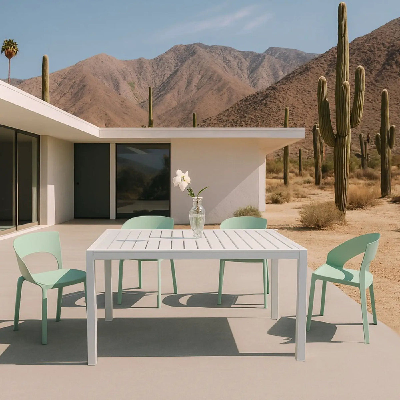4 Piece Set Of Modern Designed Single Chairs With Long Table by HouseOfZazla