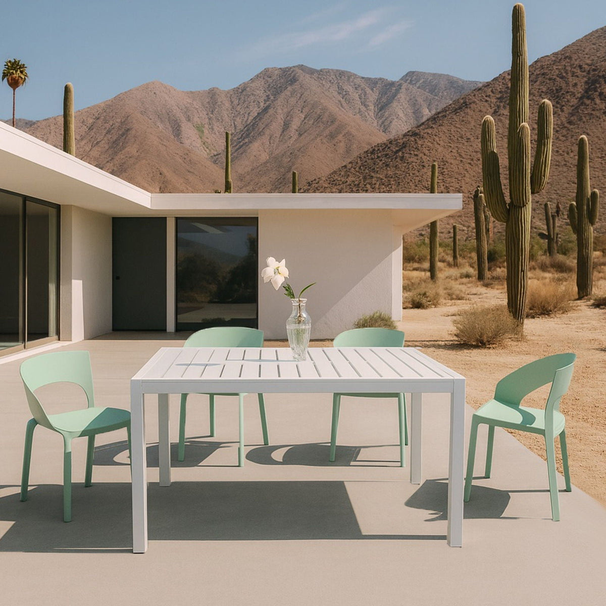 Modern Outdoor 4 Piece Dining Set with Ergonomic Chairs - Green or Orange, photo 8 of 8