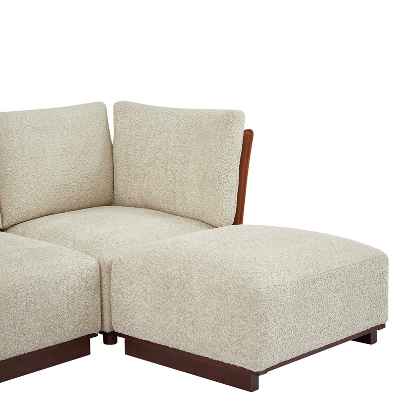 Velora 6-Piece U Shaped Boucle Modular Sectional Sofa with Deep Seating - White, photo 5 of 10