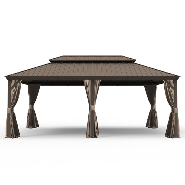 14' x 20' Hardtop Gazebo with Dual-Layer Galvanized Steel Roof - Metal Finish