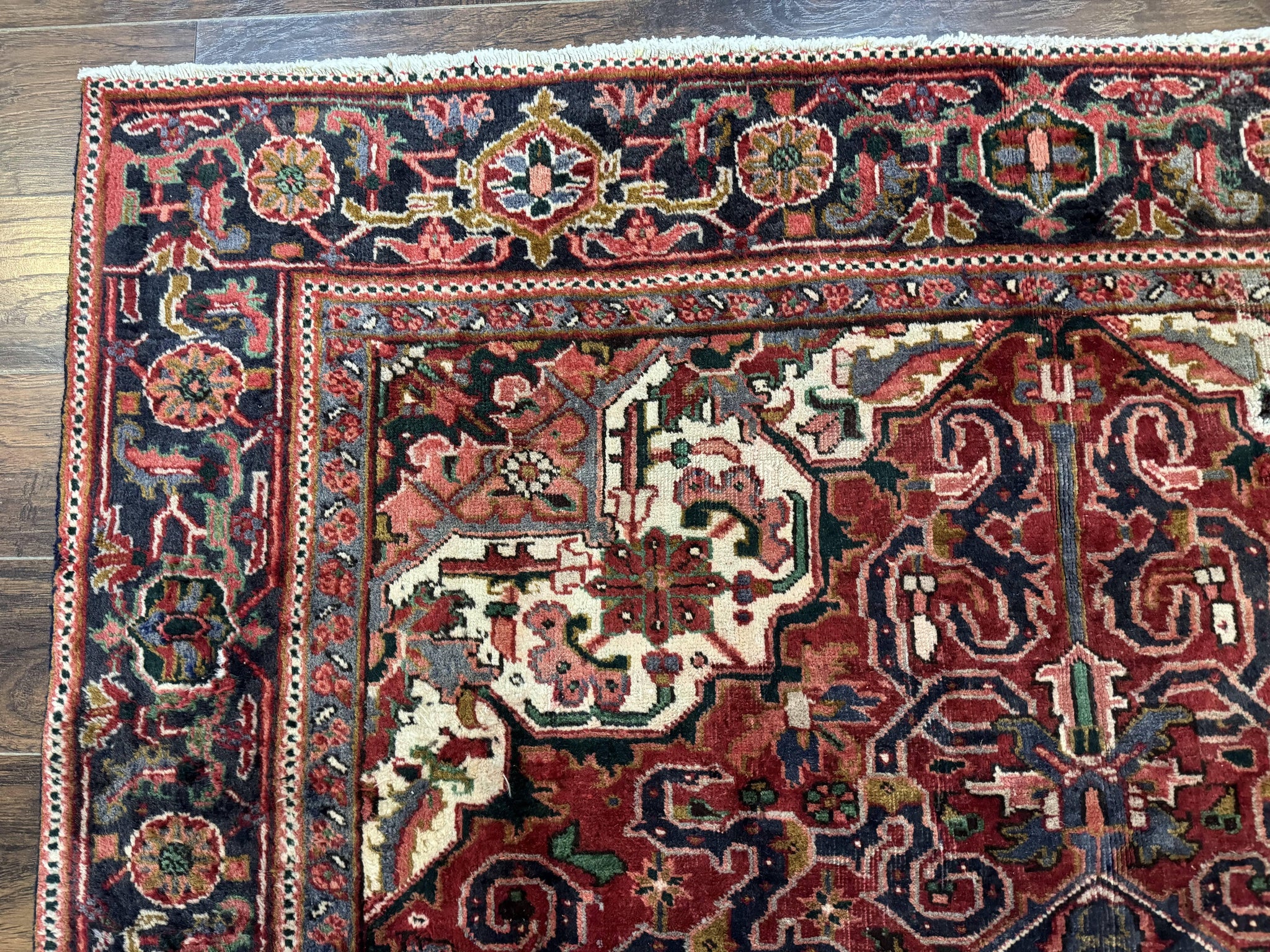 Persian Heriz Rug 6.6 x 9, Geometric Wool Persian Carpet by Jewel Rugs
