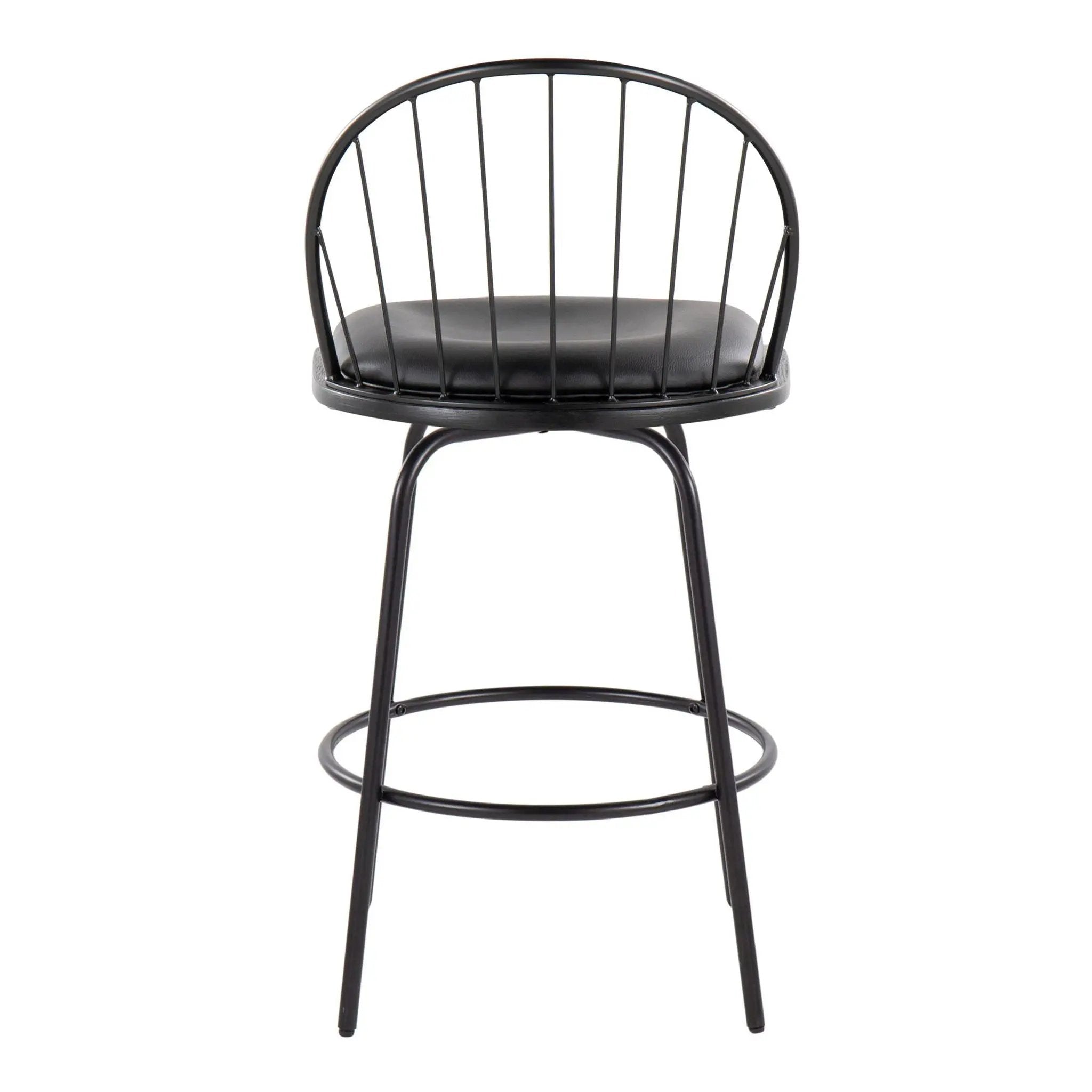 Riley - Claire Farmhouse Fixed Height Counter Stool With Swivel With Round Footrest (Set of 2) by Unique Piece Furniture