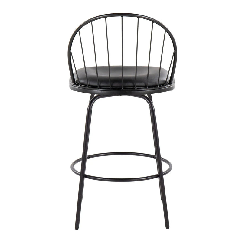 Riley - Claire Farmhouse Fixed Height Counter Stool With Swivel With Round Footrest (Set of 2) by Unique Piece Furniture