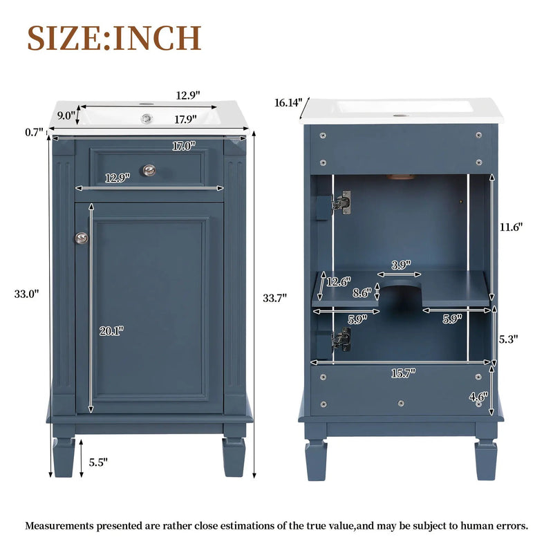 Bathroom Vanity With Sink, Soft-Closing Door, Adjustable Shelf by Unique Piece Furniture