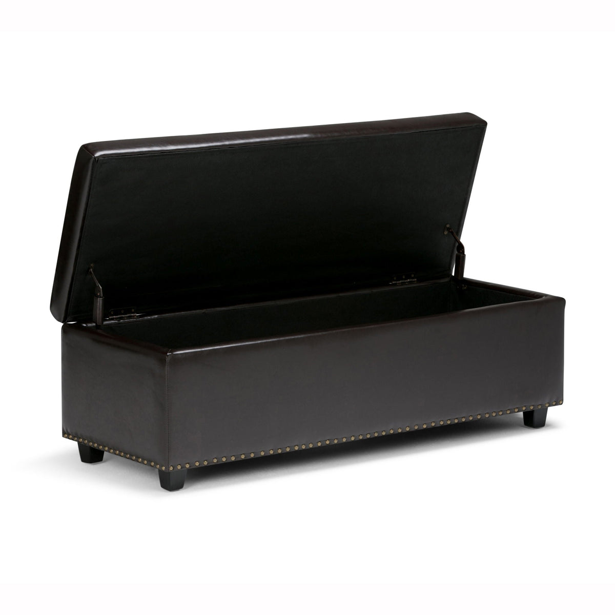 Coffee Brown Storage Ottoman with Safety Hinge - Tufted Detail, photo 9 of 9