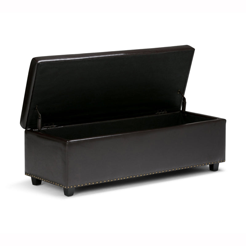 Coffee Brown Storage Ottoman with Safety Hinge - Tufted Detail, photo 9 of 9