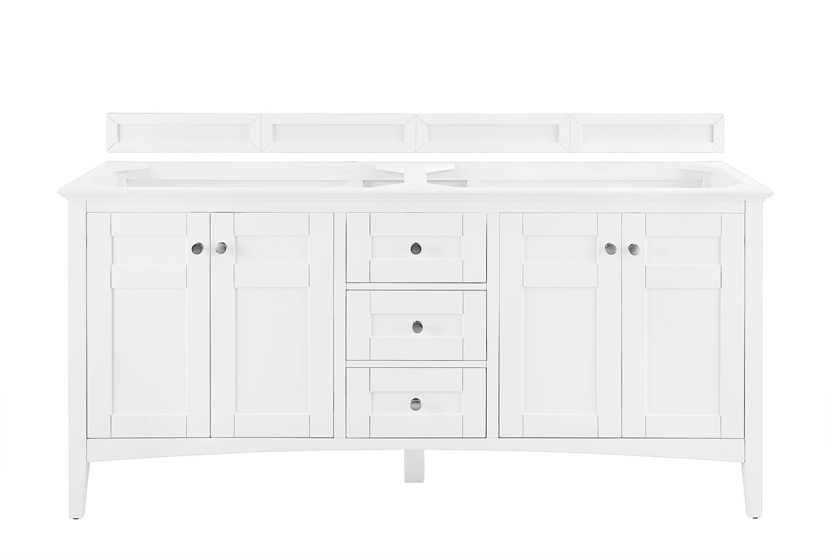 James Martin Palisades 72" Double Bathroom Vanity, Bright White, cabinet without a countertop