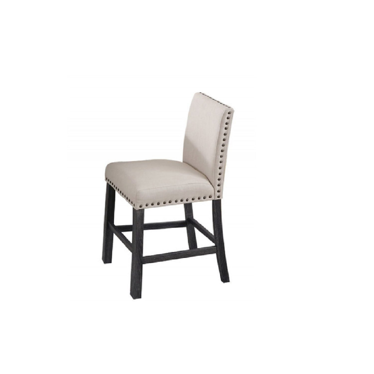 Natural Upholstered Counter Dining Chair Set with Nailhead Trim - Linen Blend, photo 7 of 7