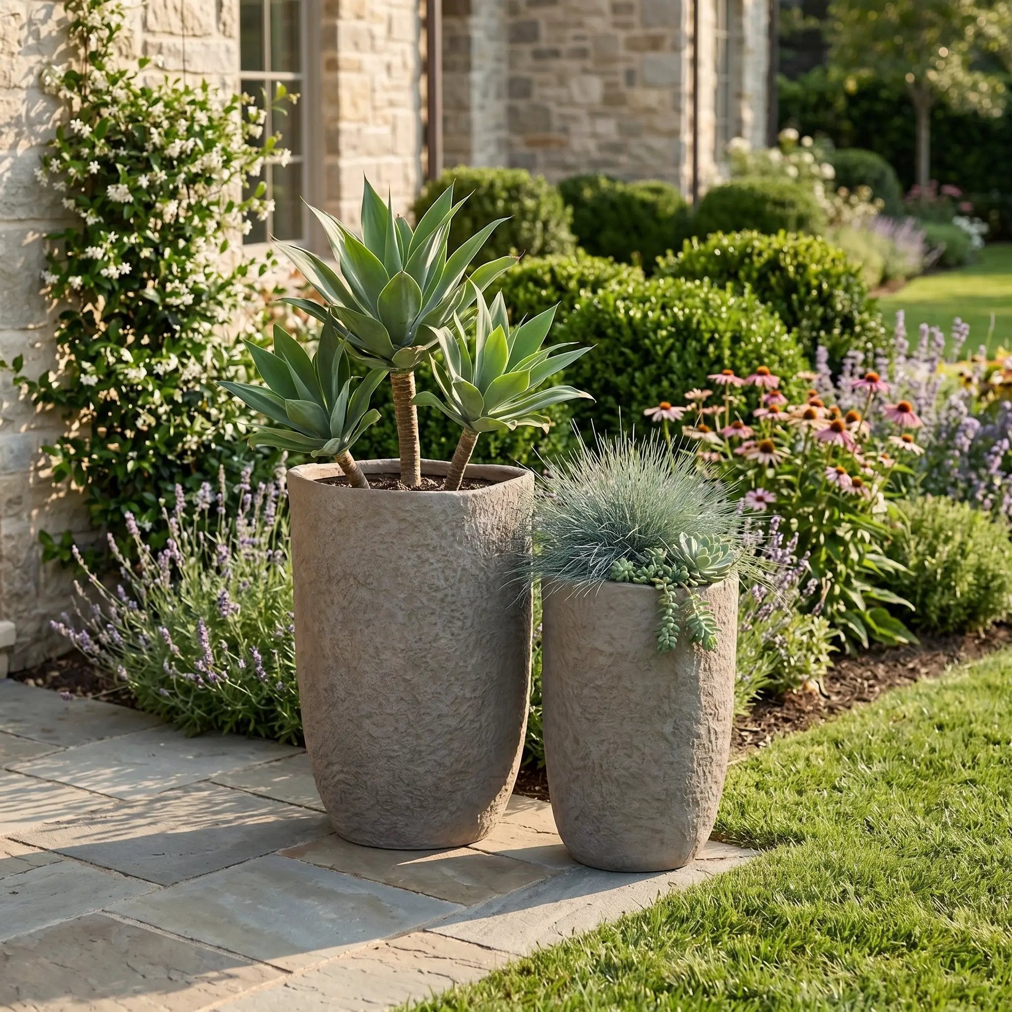 Round Concrete Planter Set of 2 by HouseOfZazla