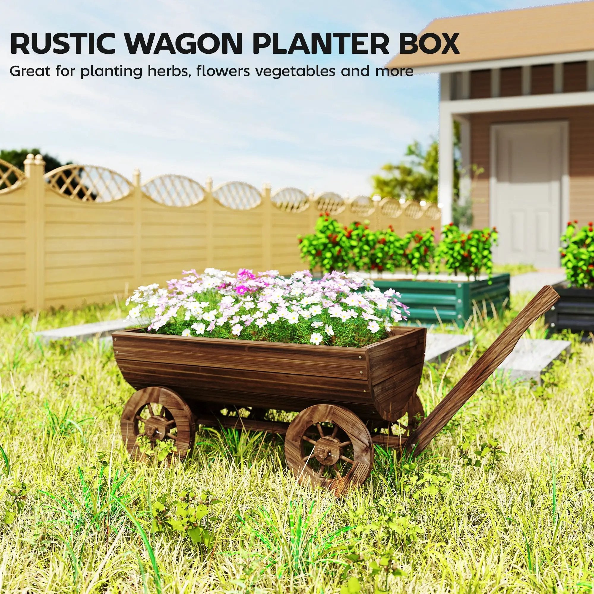 Outsunny Wooden Wagon Planter Box by HouseOfZazla