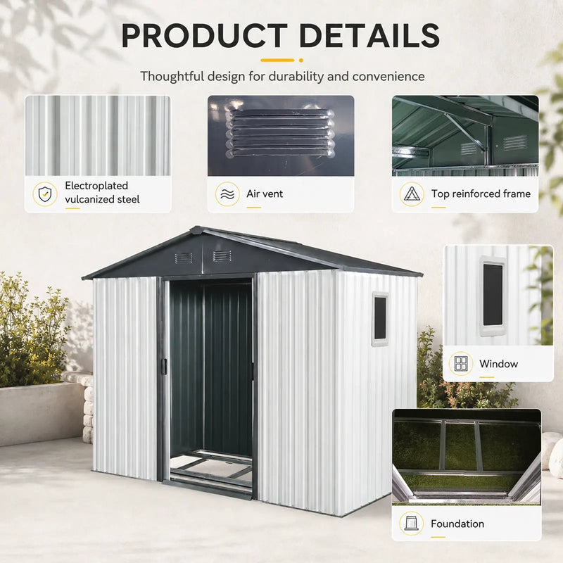 8ft x 4ft Outdoor Metal Storage Shed with Window by HouseOfZazla