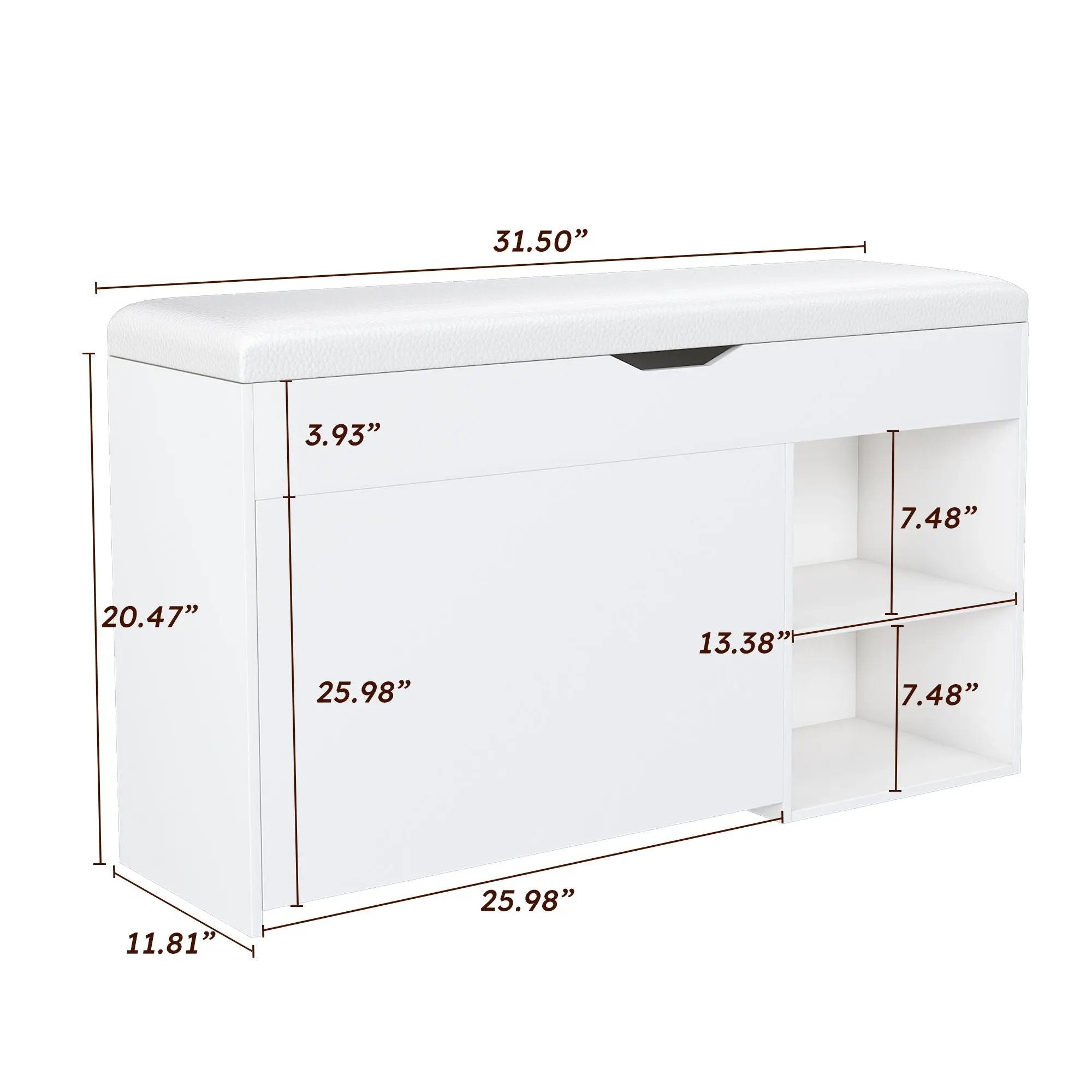 Modern Design Entryway Bench With Adjustable 3 Tier Flip-Up Drawers And Hidden Cabinet - White by Unique Piece Furniture