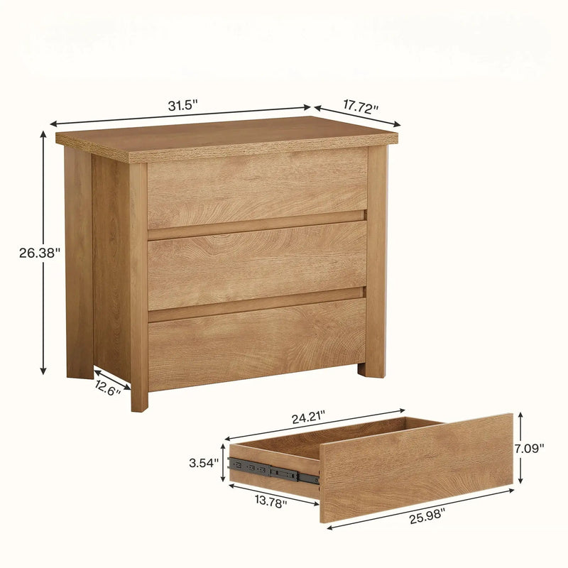 Nightstand With 3 Drawers, Bedside Table, Compact Storage - Brown by HouseOfZazla