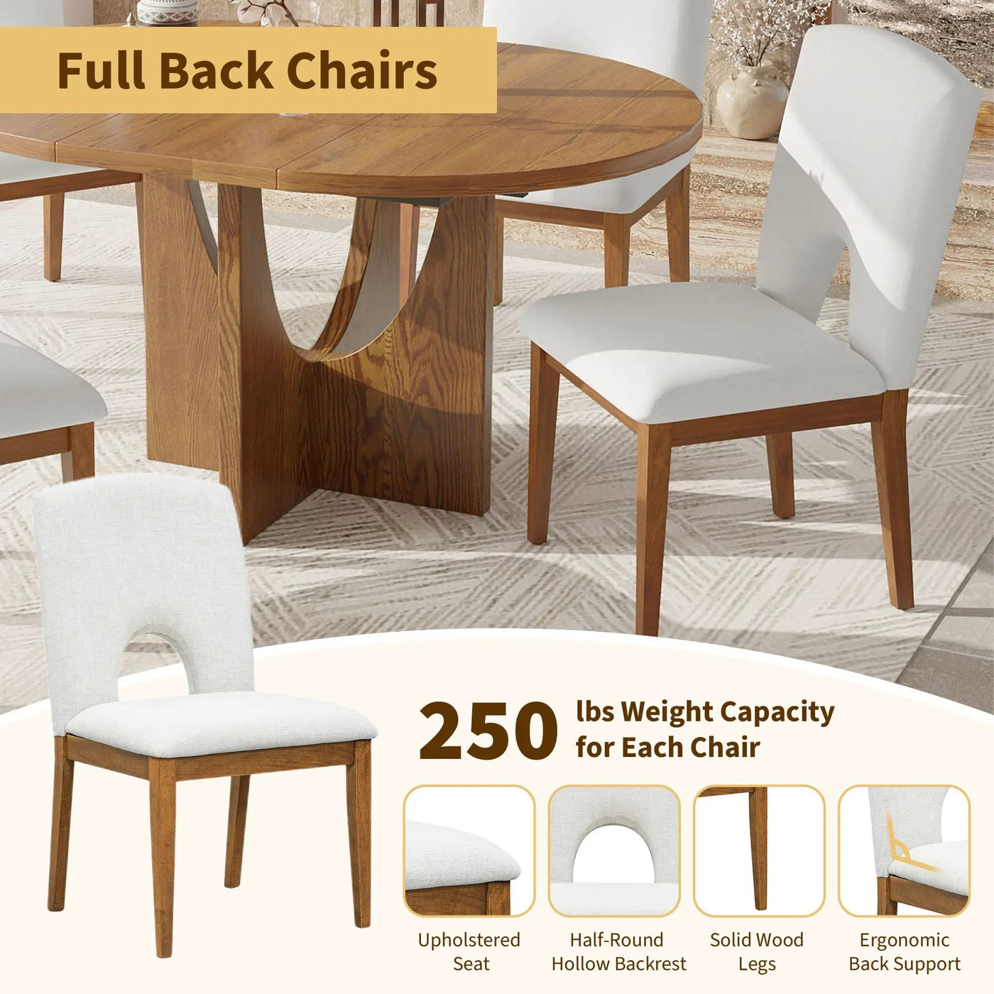 Topmax - 5 Piece Modern Extendable Round Dining Table Set With Removable Leaf For Small Places by Unique Piece Furniture