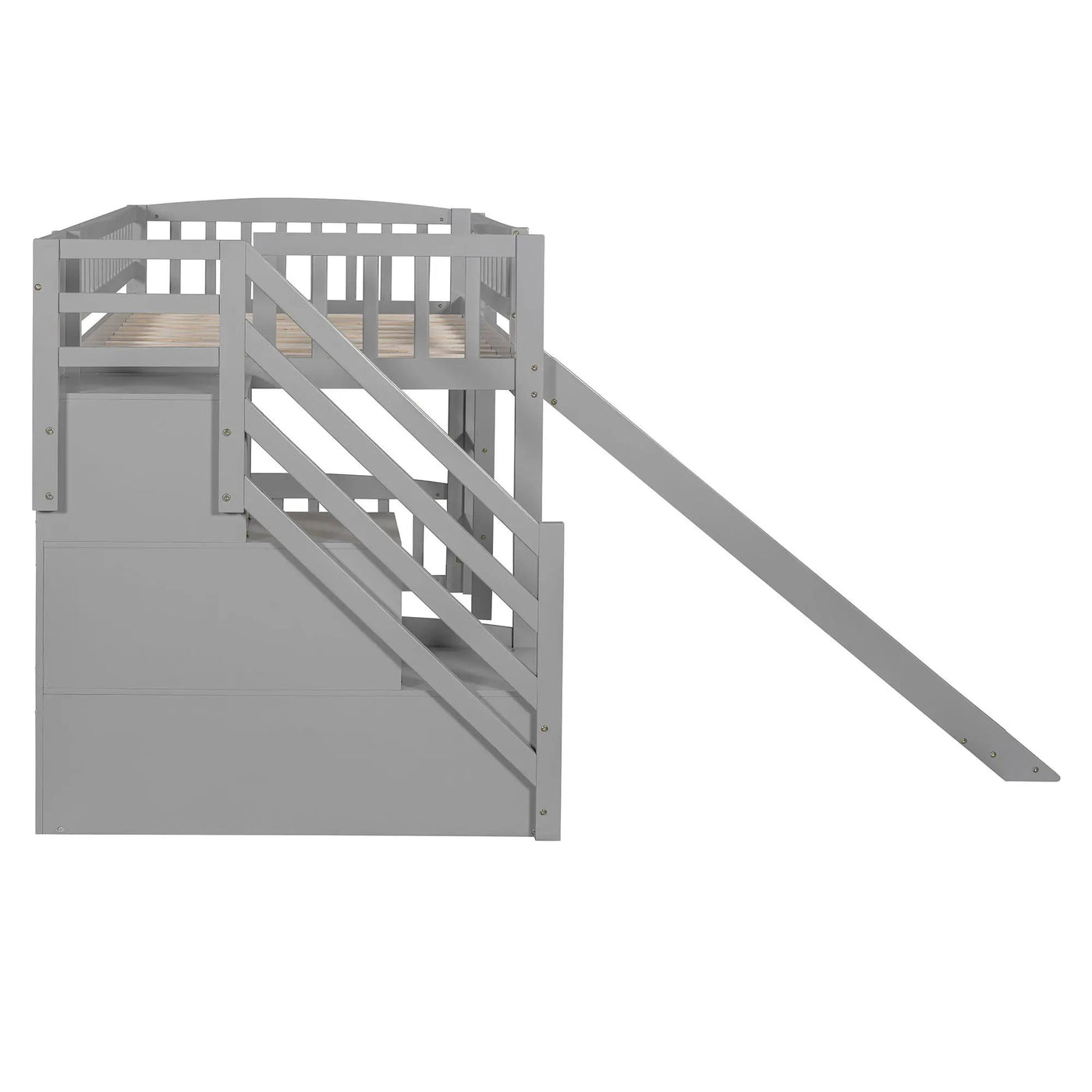 Loft Stairway Bed With 2 Drawers, Convertible Ladder And Slide by HouseOfZazla
