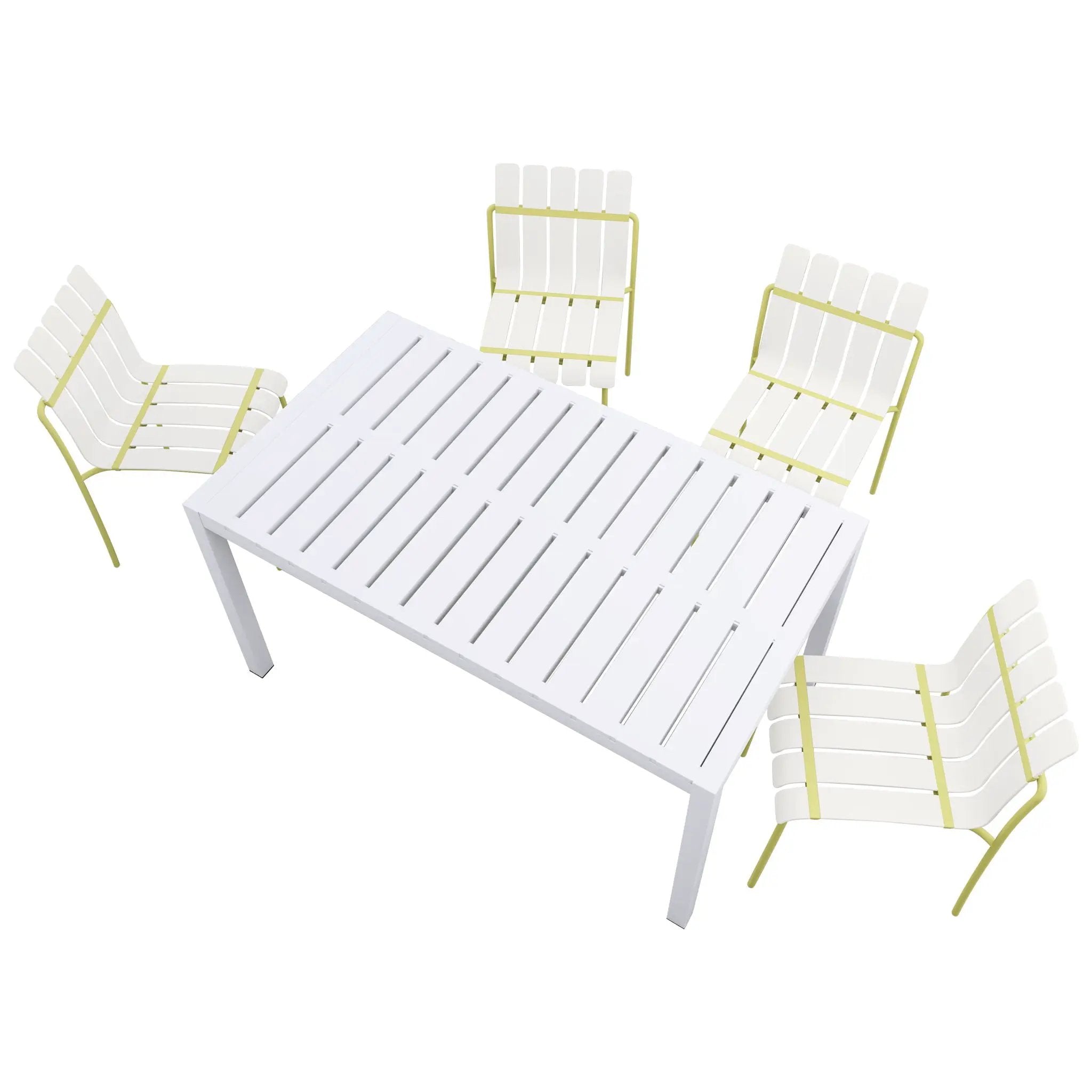 4 Piece Set Of Modern Color Block Designed Single Chairs With Long Table by HouseOfZazla