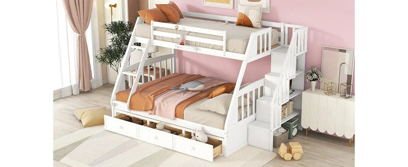 Bunk Bed With Drawers, Ladder And Storage Staircase by HouseOfZazla