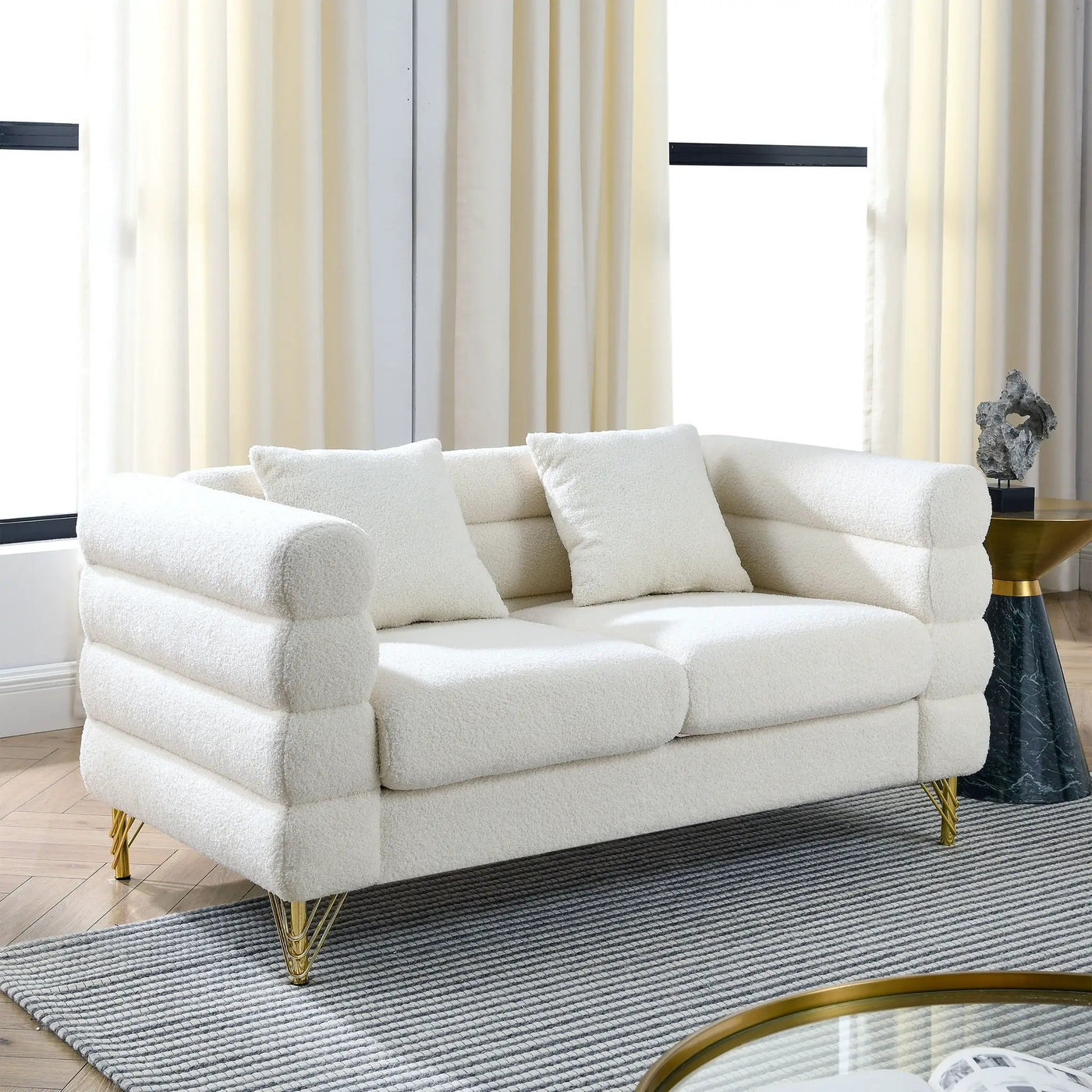Oversized 2 Seater Sectional Sofa With Deep Seating And 2 Pillows by HouseOfZazla