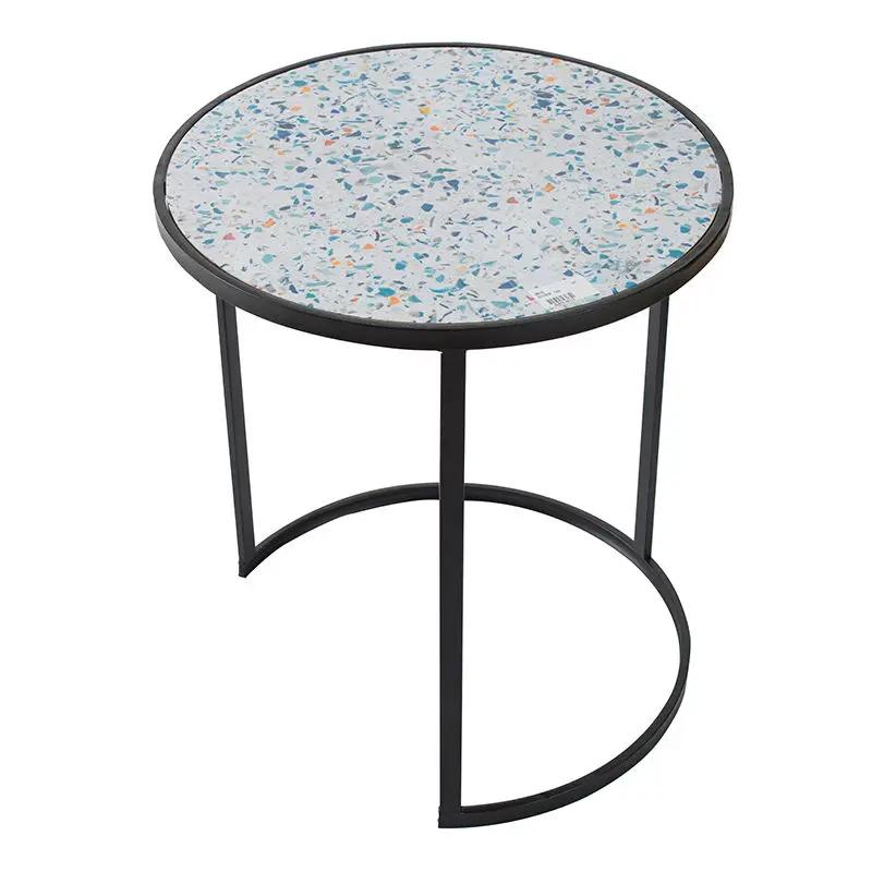 Round End Table, Stacking Side Tables With Sturdy Metal Frame For Small Space, Living Room, Office (Set of 2) - Black by Unique Piece Furniture