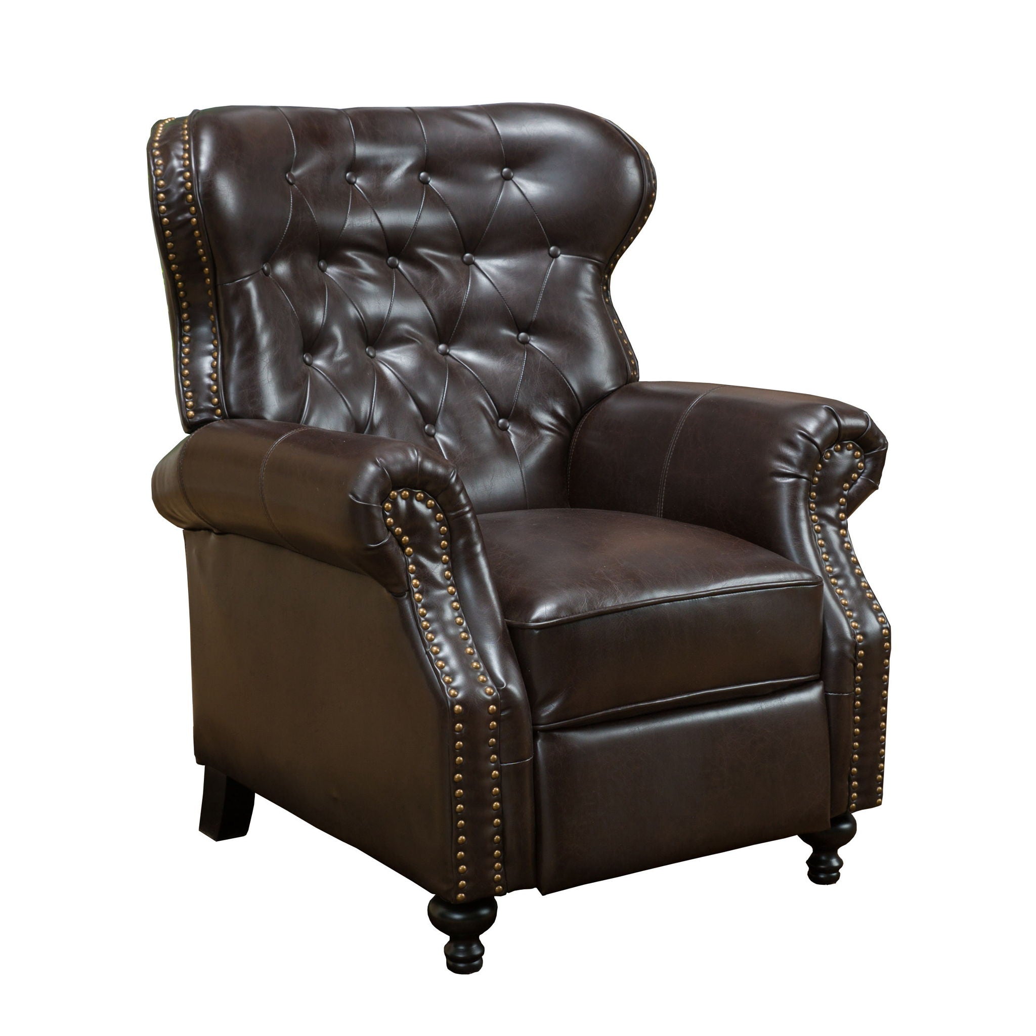 Contemporary Style Push Back Recliner with Button Tufted Stitching and Nailhead Trim by HouseOfZazla