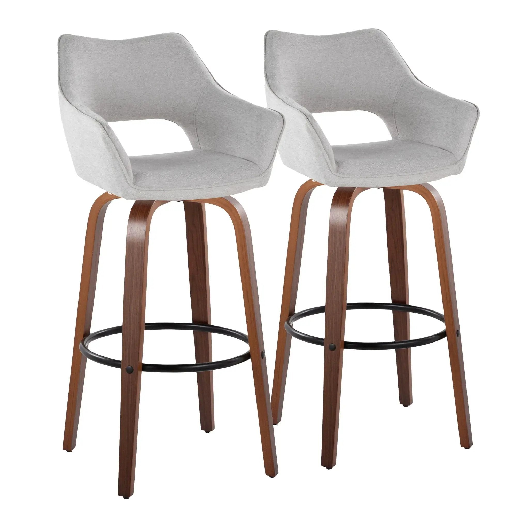 Mustang - Contemporary Fixed Height Barstool With Swivel & Round Footrest (Set of 2) by Unique Piece Furniture