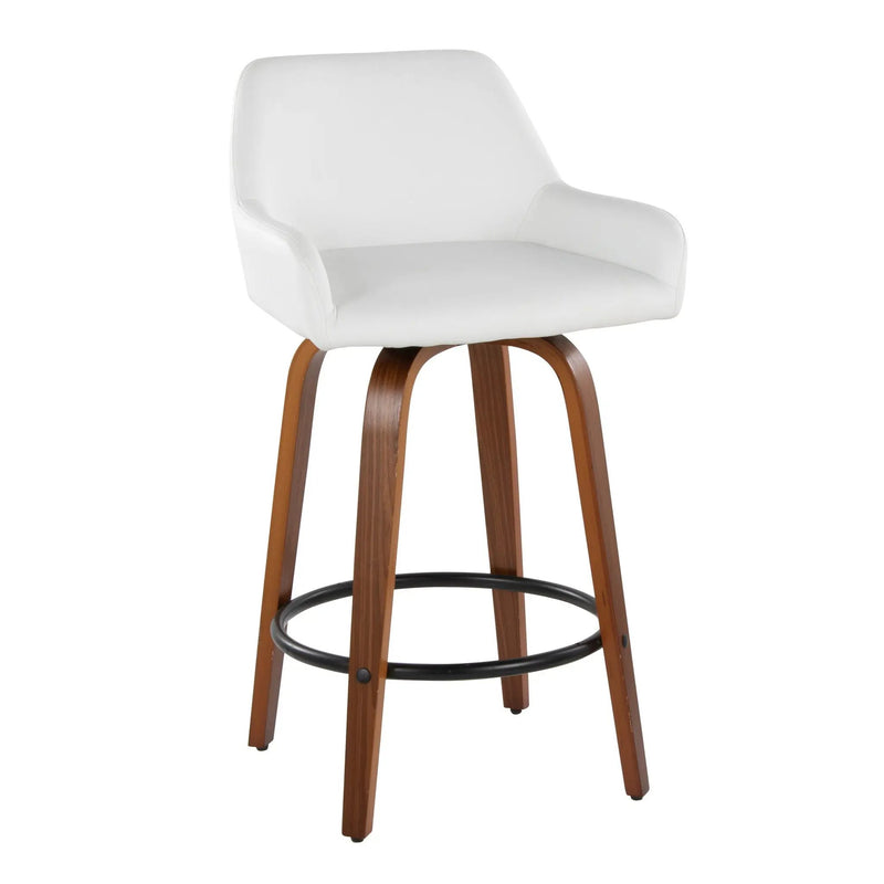 Daniella - Contemporary Fixed Height Counter Stool With Swivel With Round Footrest (Set of 2) by HouseOfZazla