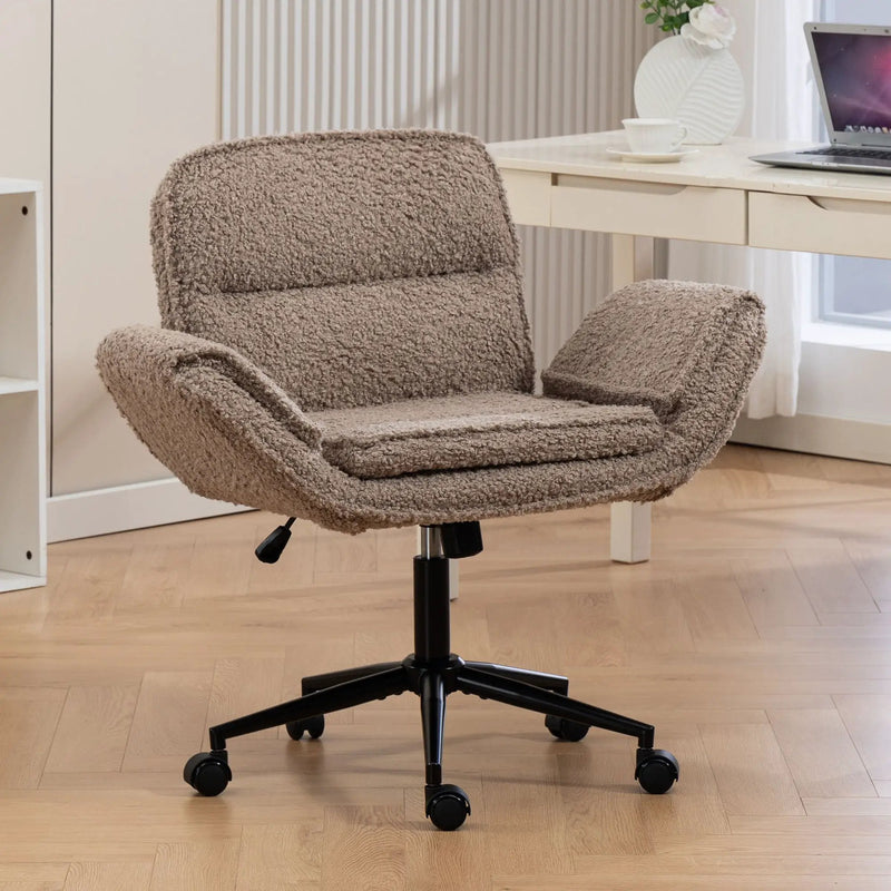 Criss Cross Swivel Desk Chair With Adjustable Armrests & Wheels For Home Office by HouseOfZazla