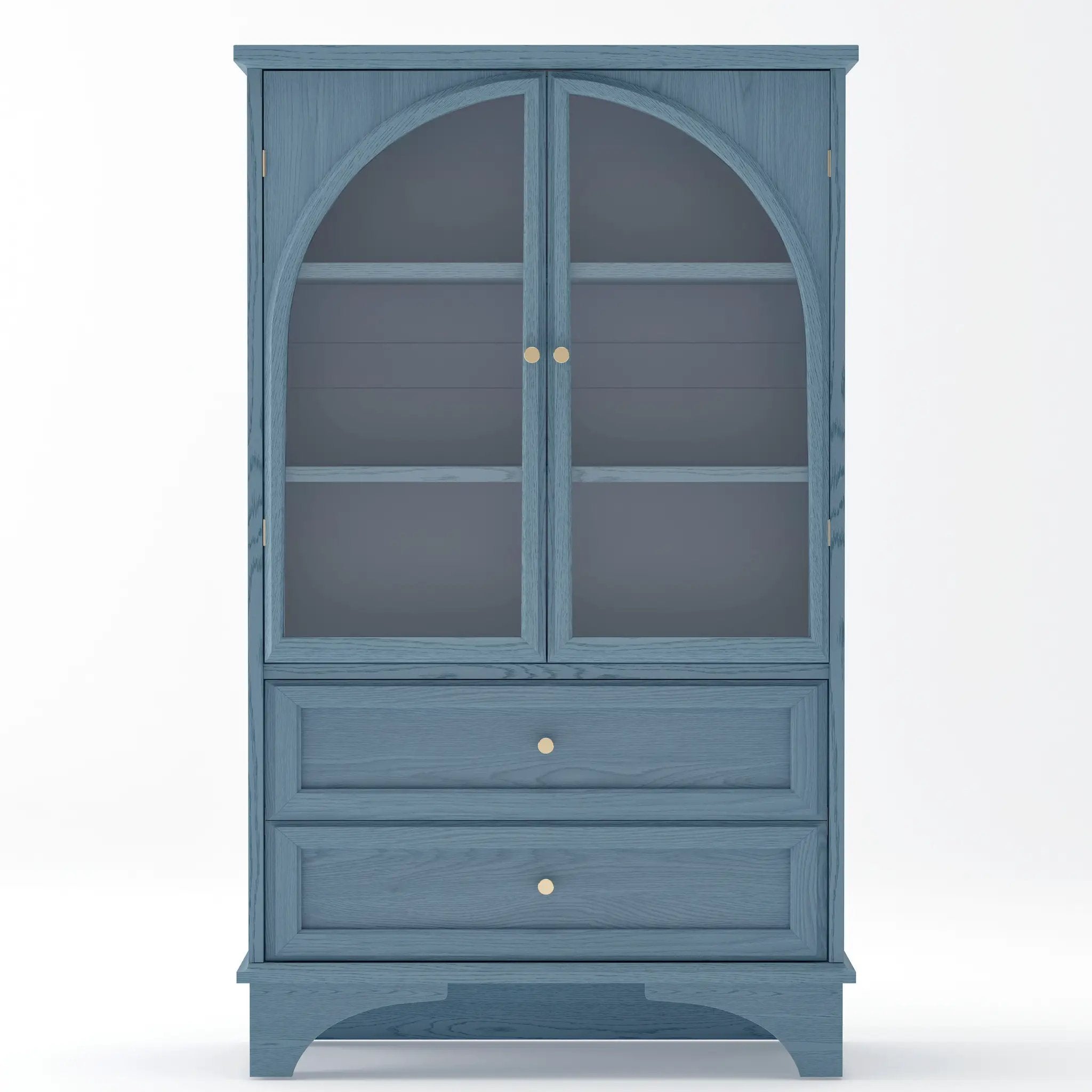 52.17"H Glass Door Display Case Storage Cabinet with 2 Drawers and Adjustable Shelf by HouseOfZazla