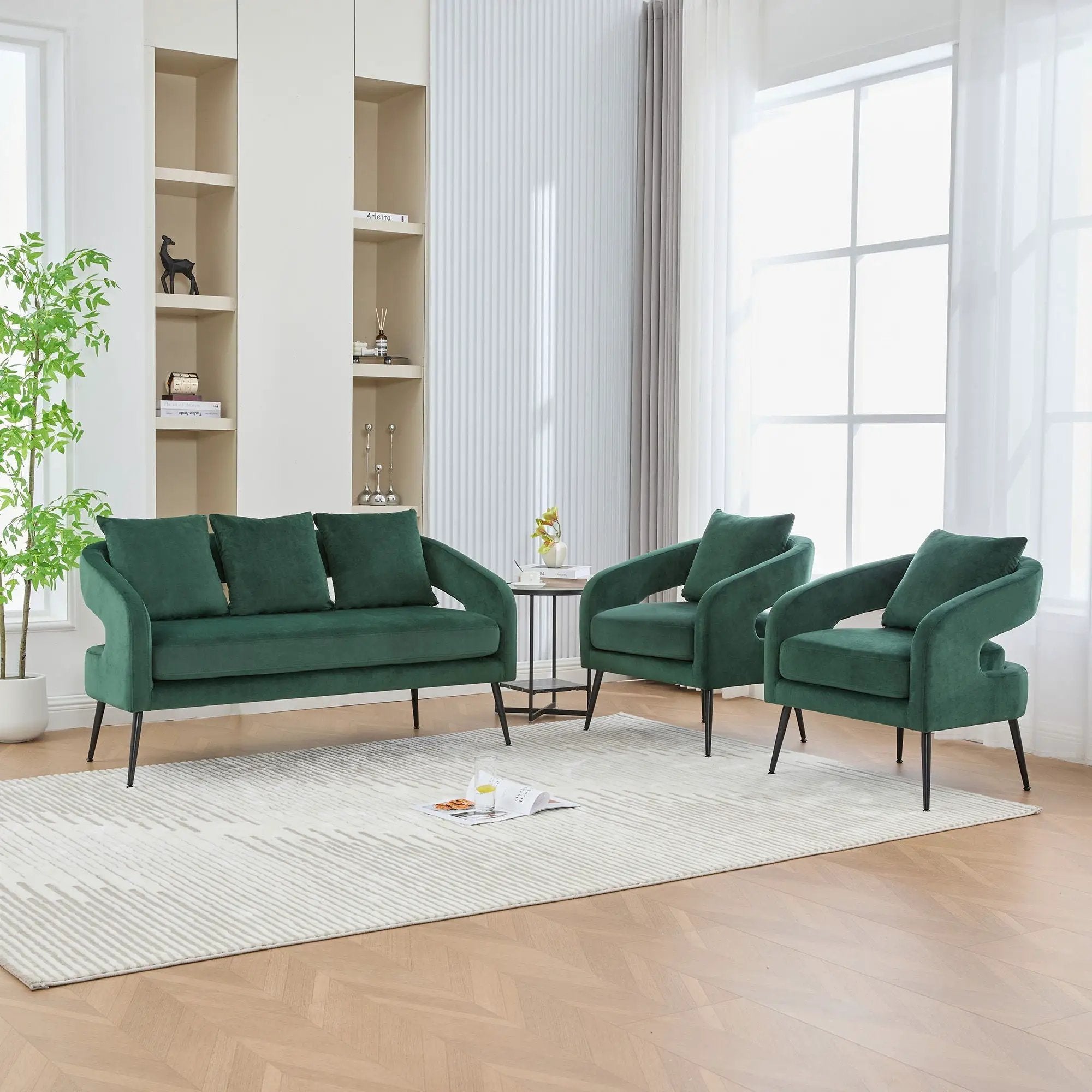 3 Piece Living Room Set, Loveseat & 2 Accent Chairs by HouseOfZazla