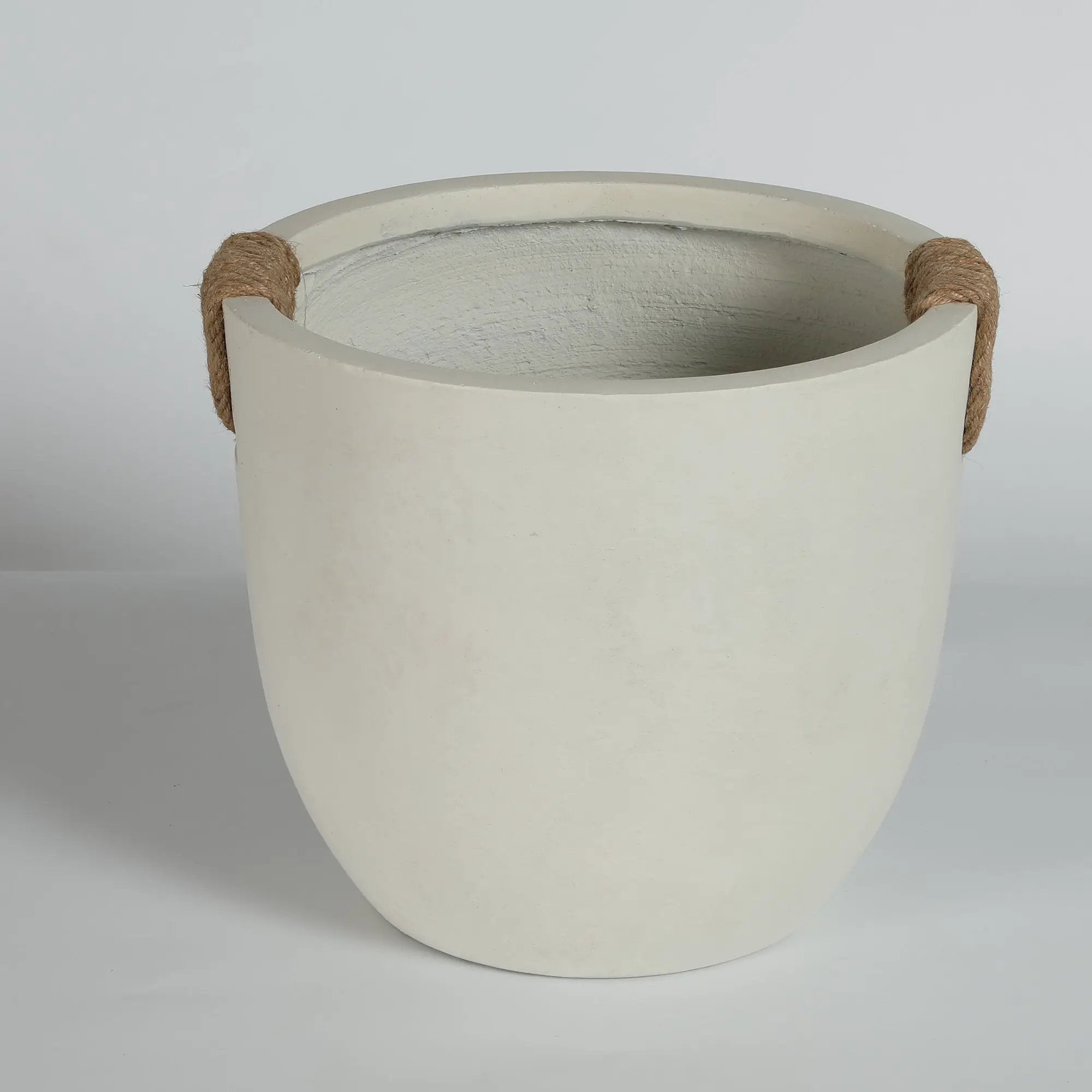 Round Concrete Planter Set of 2, Large Handmade Off White Pots by HouseOfZazla