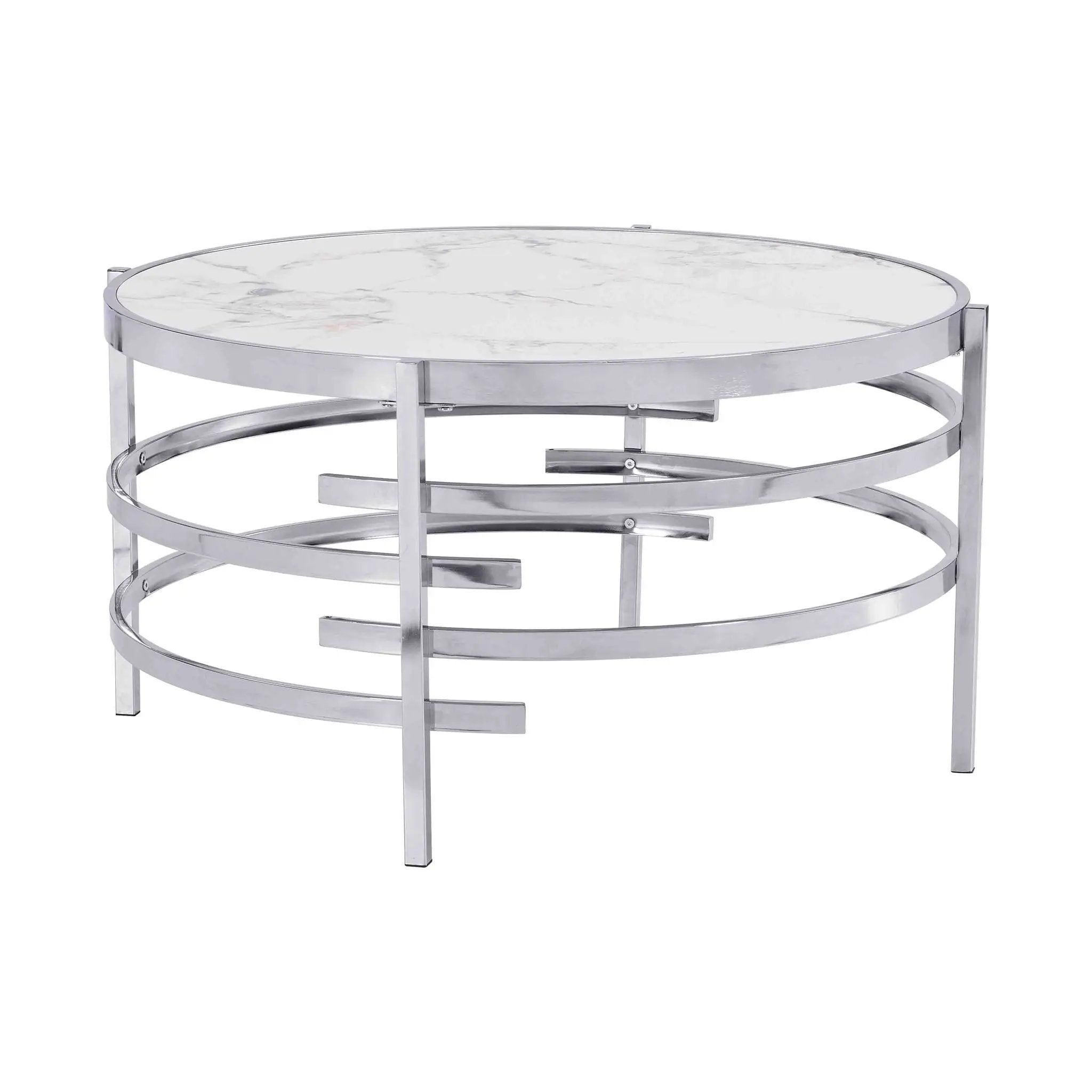 Elegant Round Table With Sintered Stone Top & Sturdy Metal Frame by HouseOfZazla