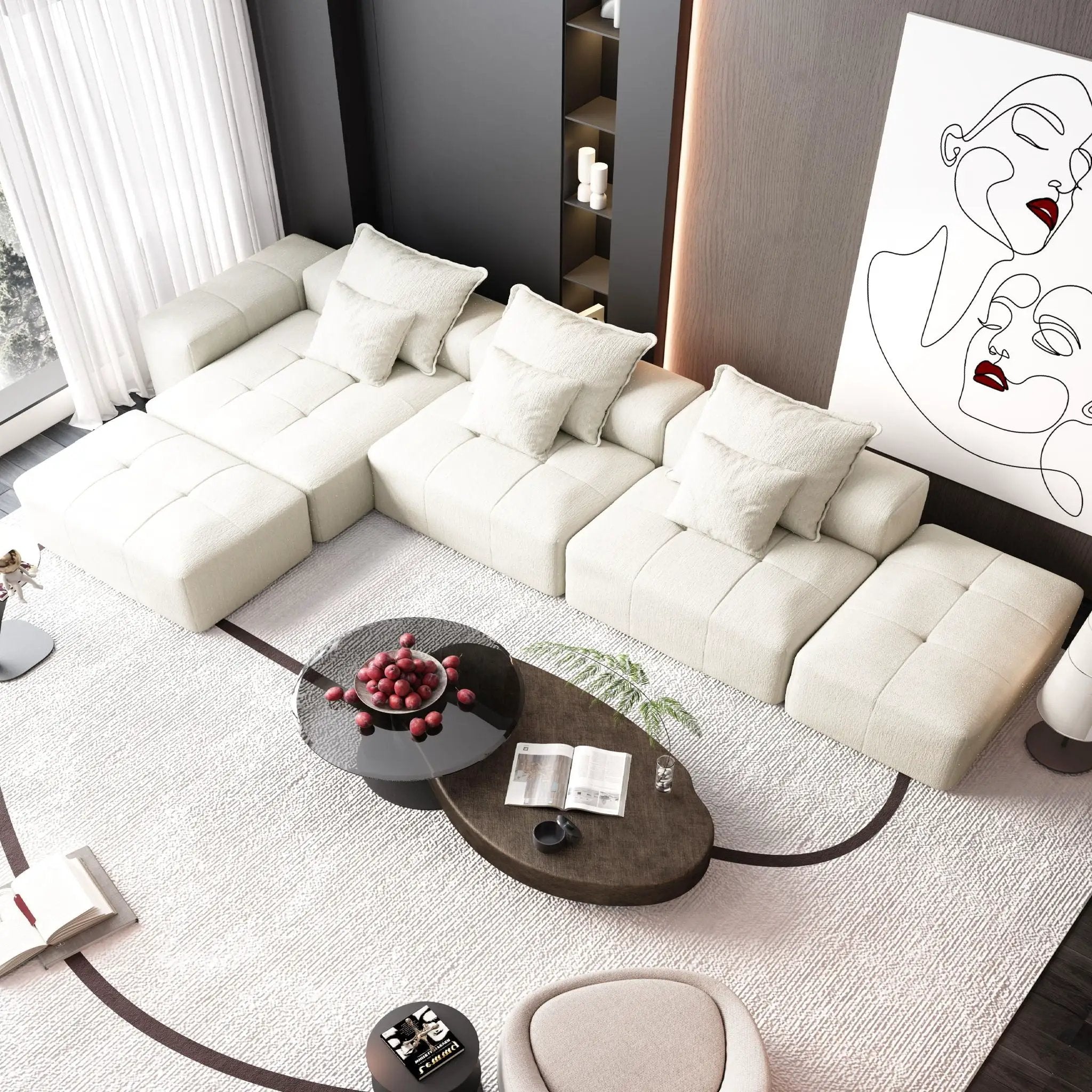 Modern Oversized DIY Combination Modular Sectional Sofa With Pillows by HouseOfZazla