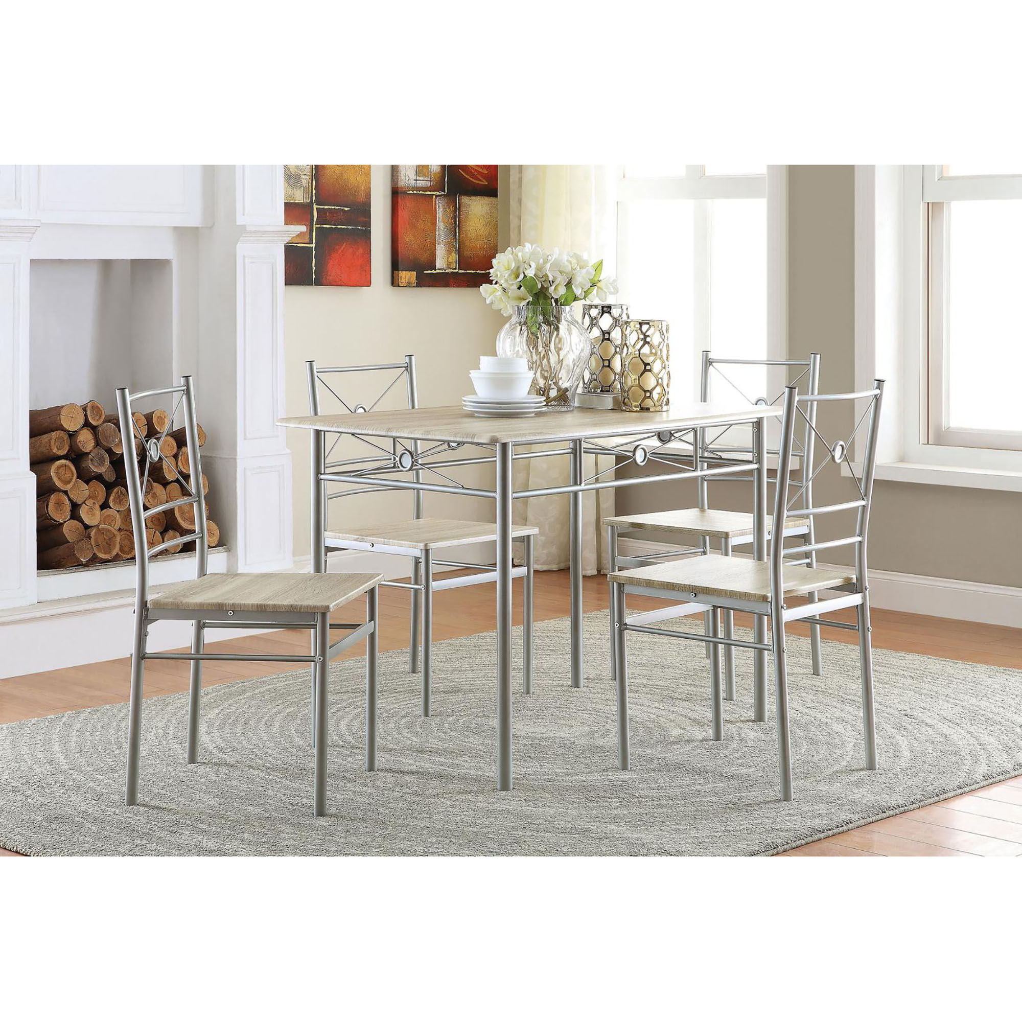 5 Piece Rectangle Dining Set With Tubing Base by HouseOfZazla