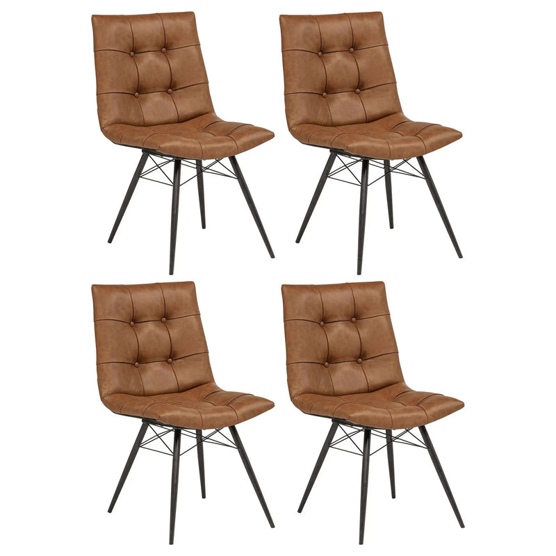 Aiken Faux Leather Upholstered Dining Side Chair Saddle Brown (Set of 4) by Unique Piece Furniture