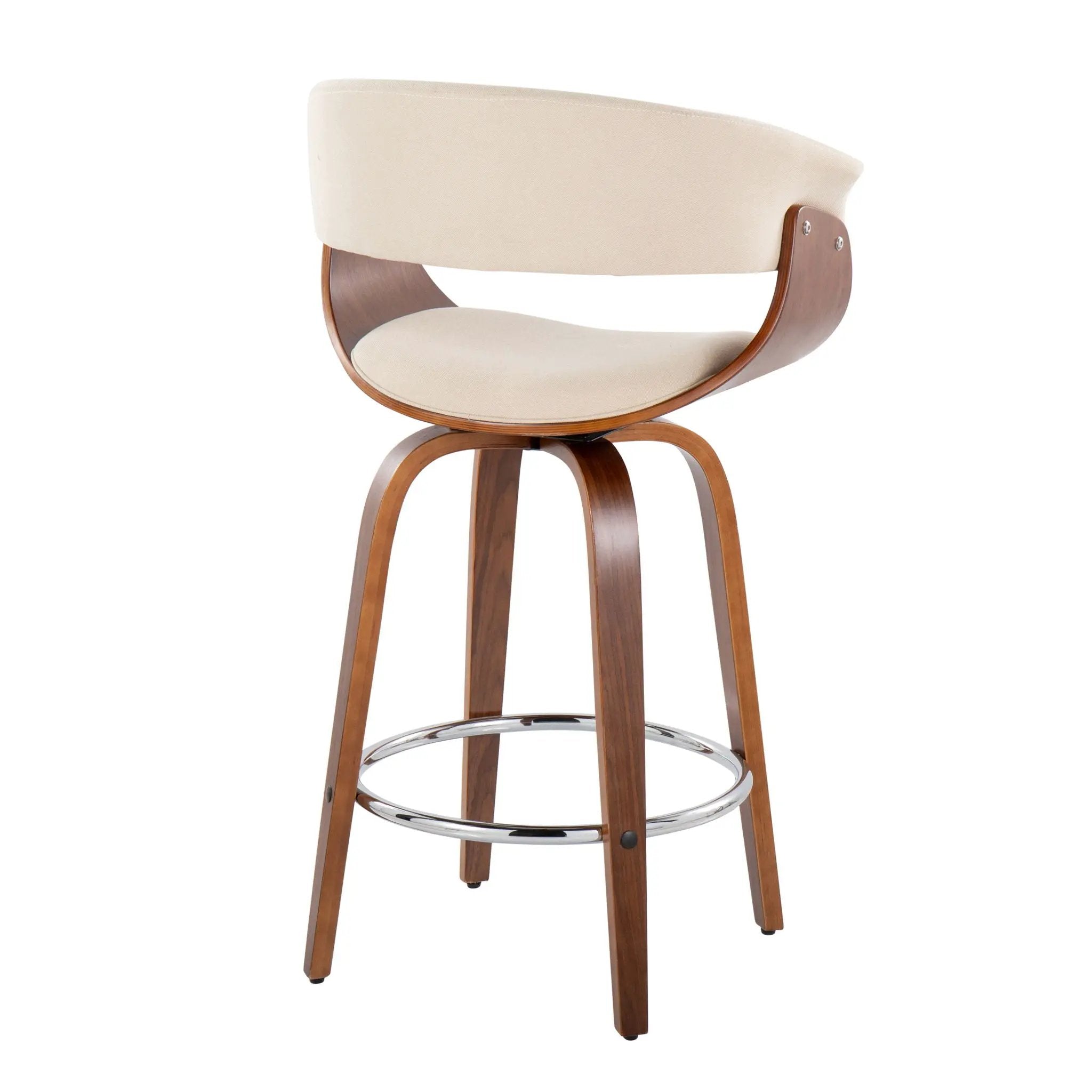 Vintage Mod - Mid Century Modern Fixed Height Counter Stool With Swivel With Round Footrest (Set of 2) by HouseOfZazla