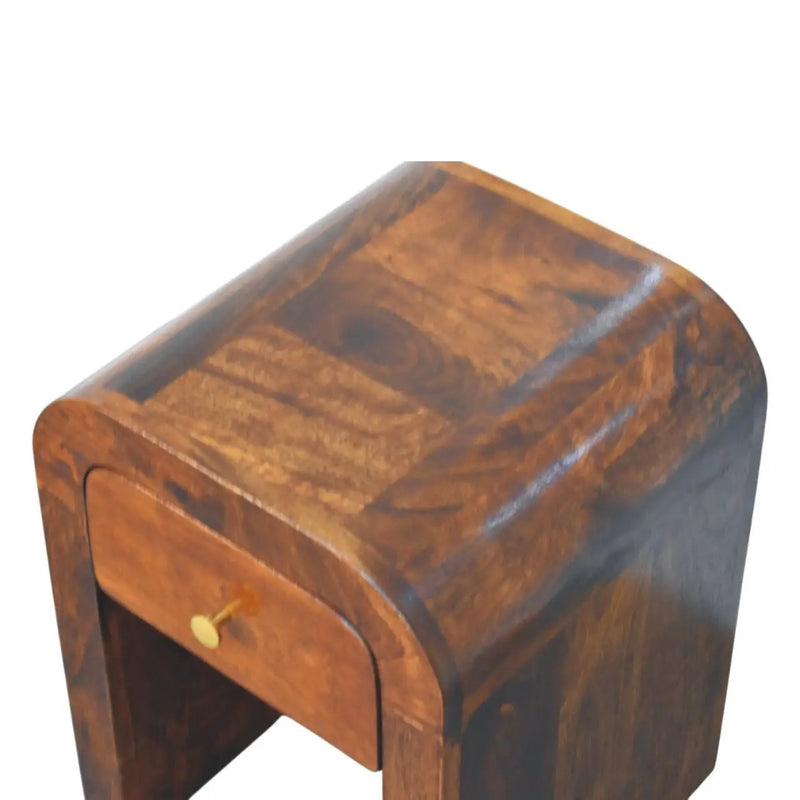 Mini Darcy Chestnut Nightstand with Curved Edges, 1-Drawer by HouseOfZazla