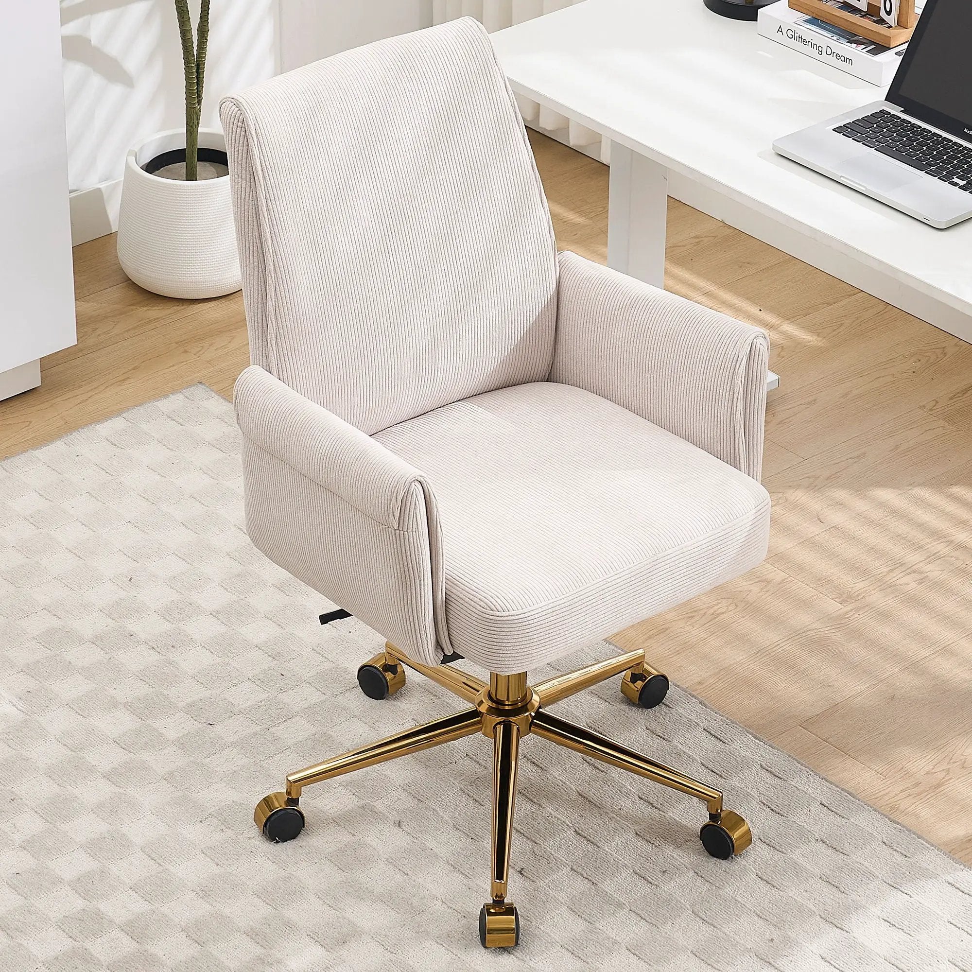 Ergonomic Mid-Back Office Chair With Gold Base by Unique Piece Furniture