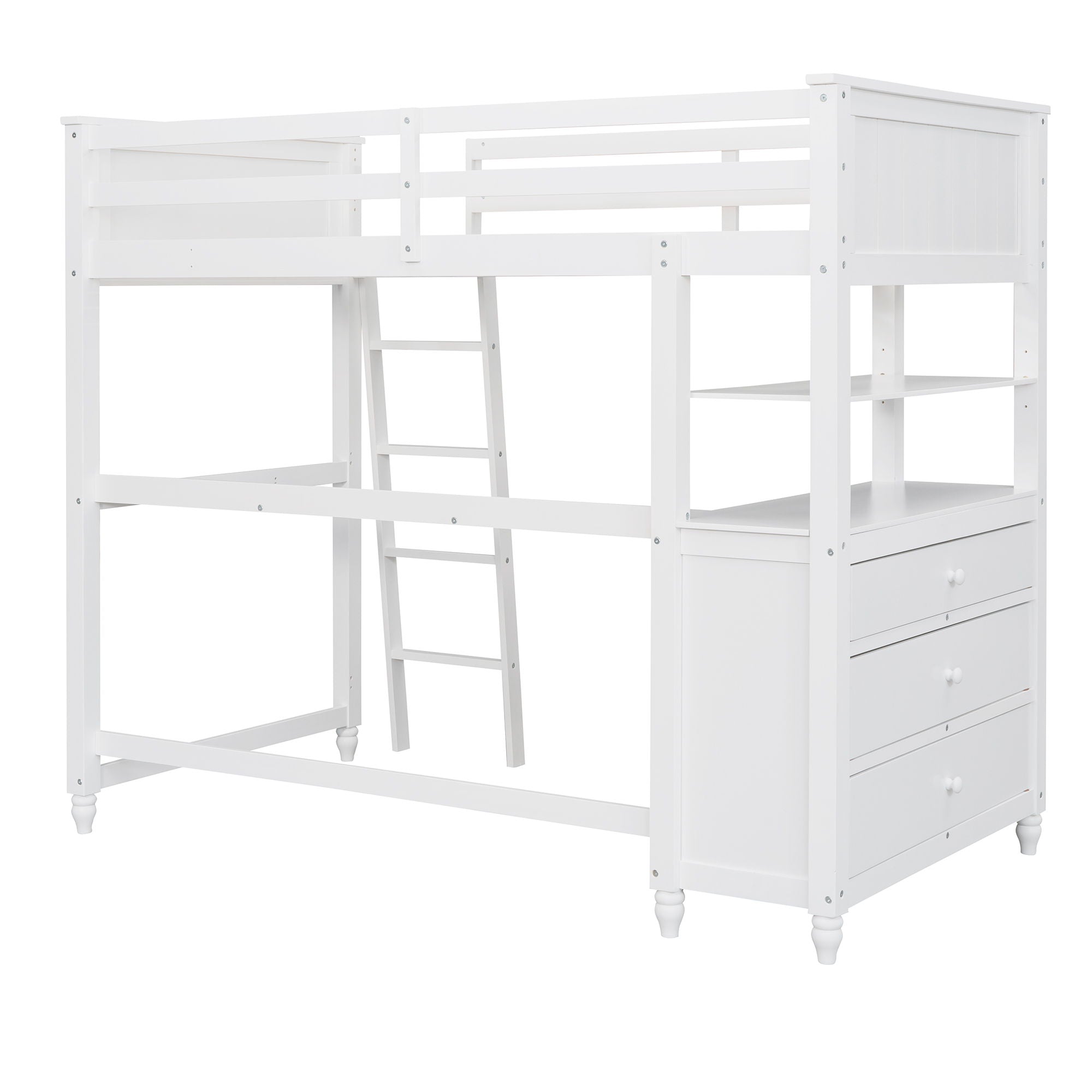 Loft Bed With Drawers With Desk And Shelves by HouseOfZazla