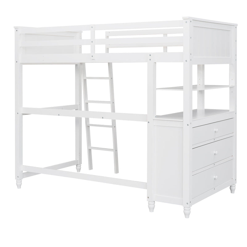 Loft Bed With Drawers With Desk And Shelves by HouseOfZazla
