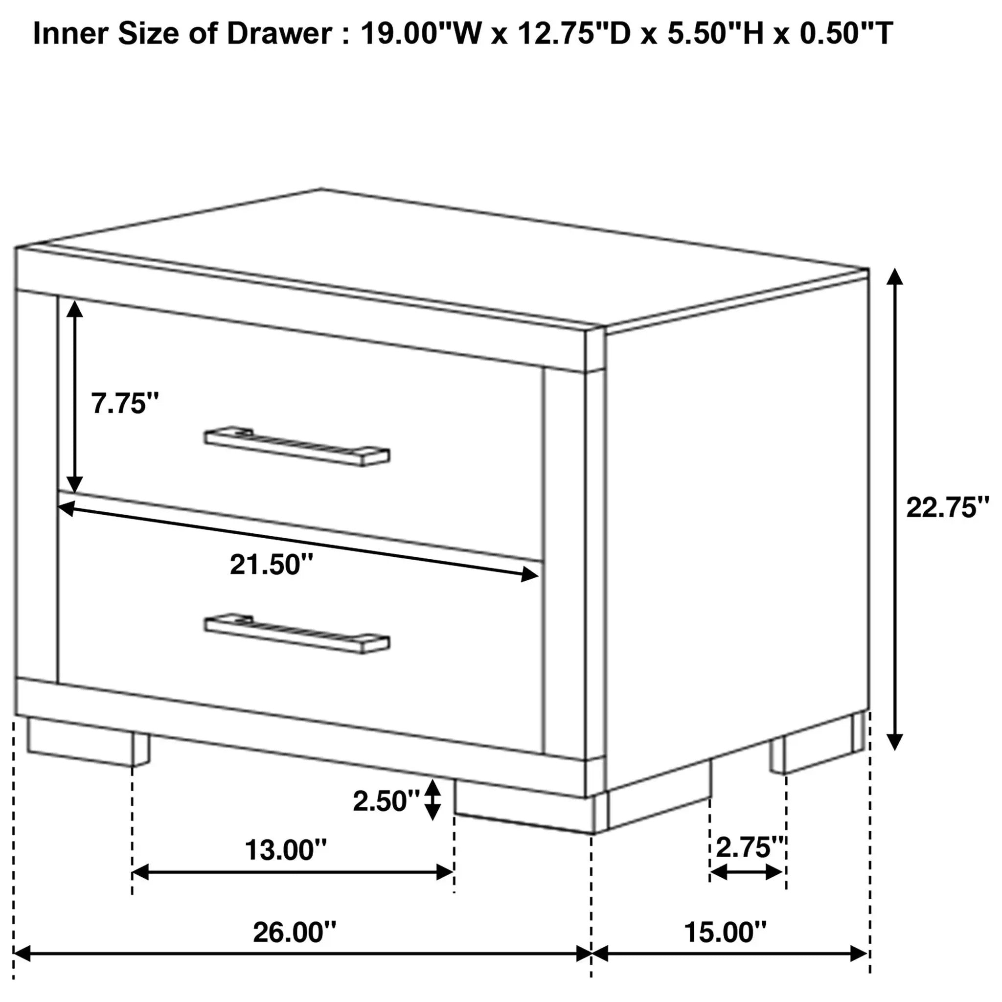 Jessica 2-drawer Nightstand Cappuccino by Unique Piece Furniture