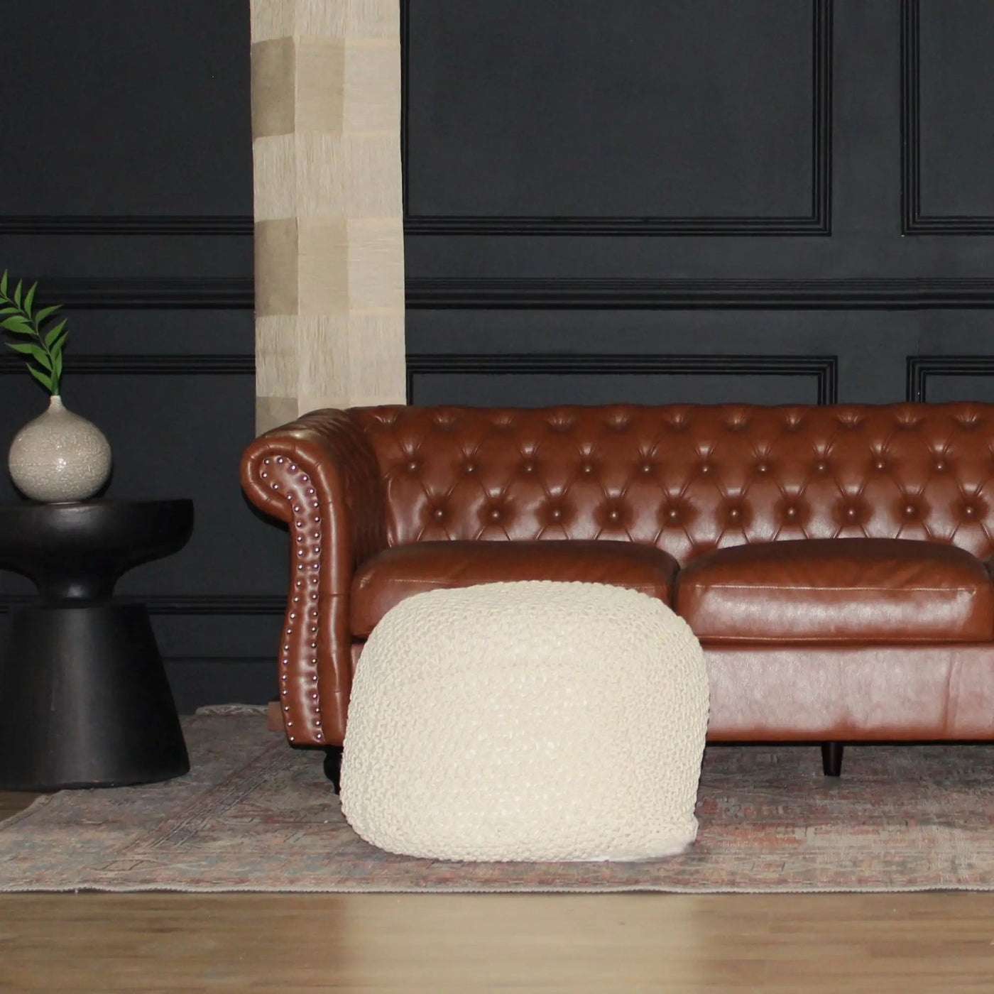 Semi Rounded Pouf, Cable Knitted, Perfect Seating by HouseOfZazla