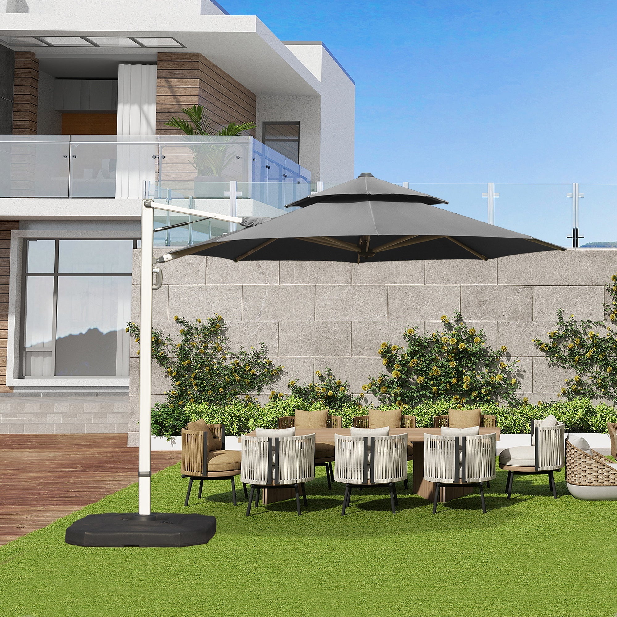 Round Cantilever Umbrella with Center Pole by HouseOfZazla