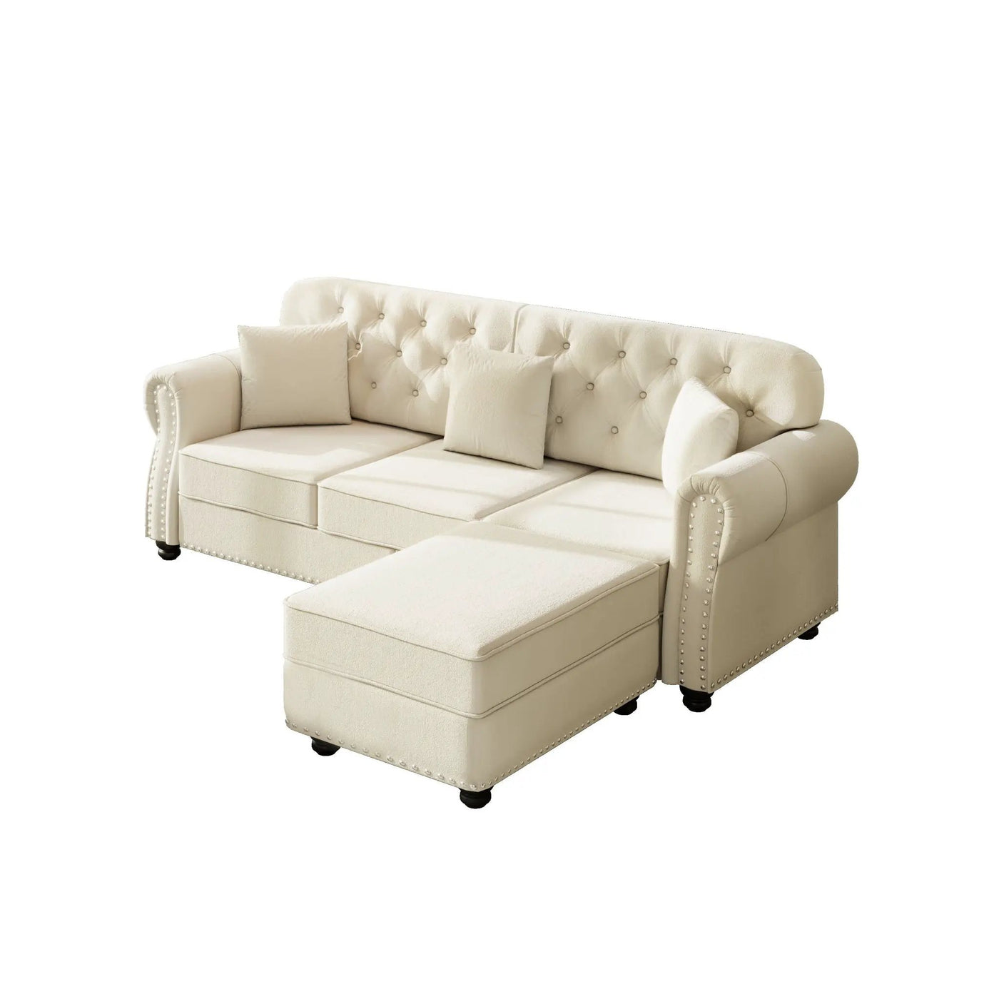 Upholstered 3 Seater Sofa Set With Ottoman by HouseOfZazla