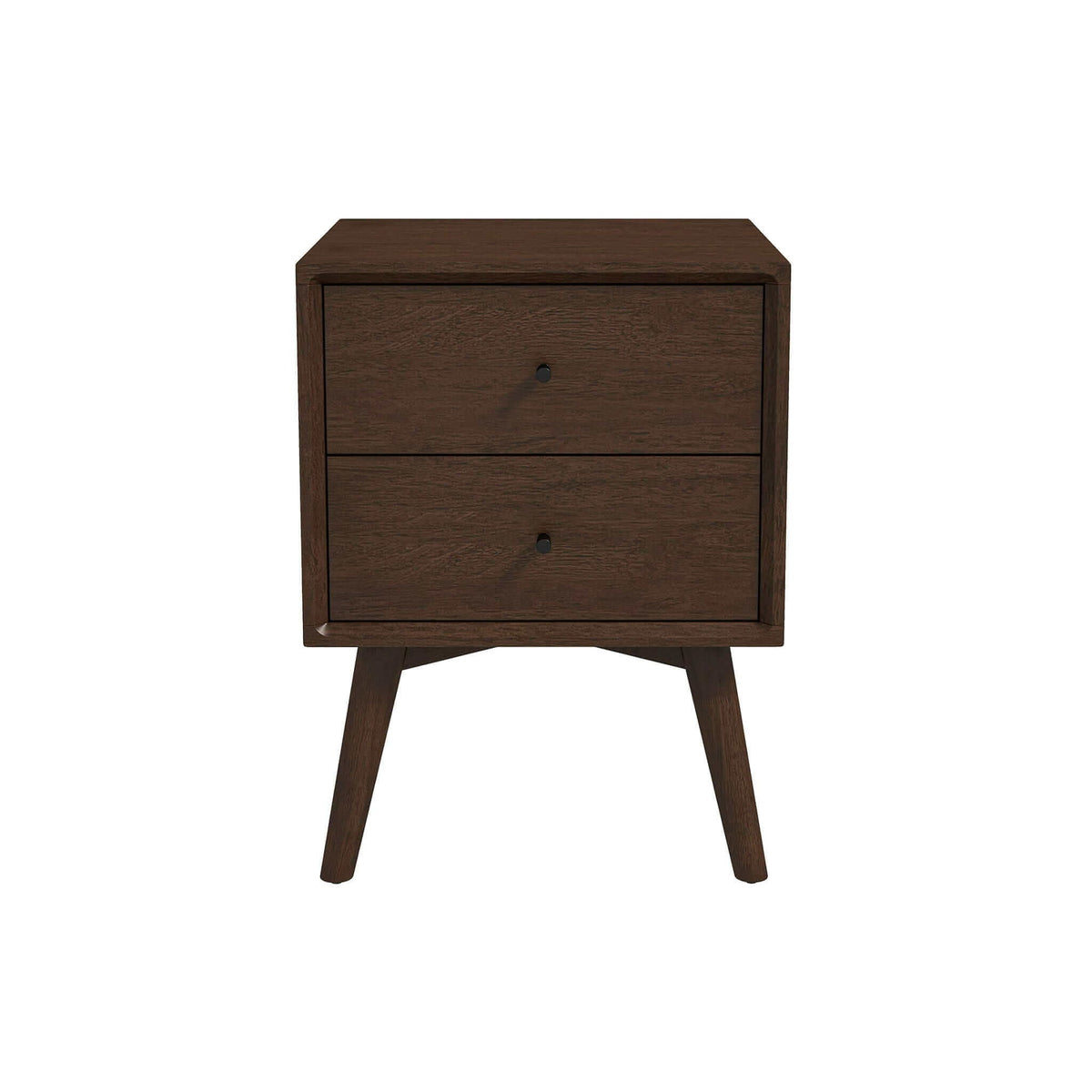 Mid-Century Modern Night Stand with 2 Drawers - Dark Brown or White