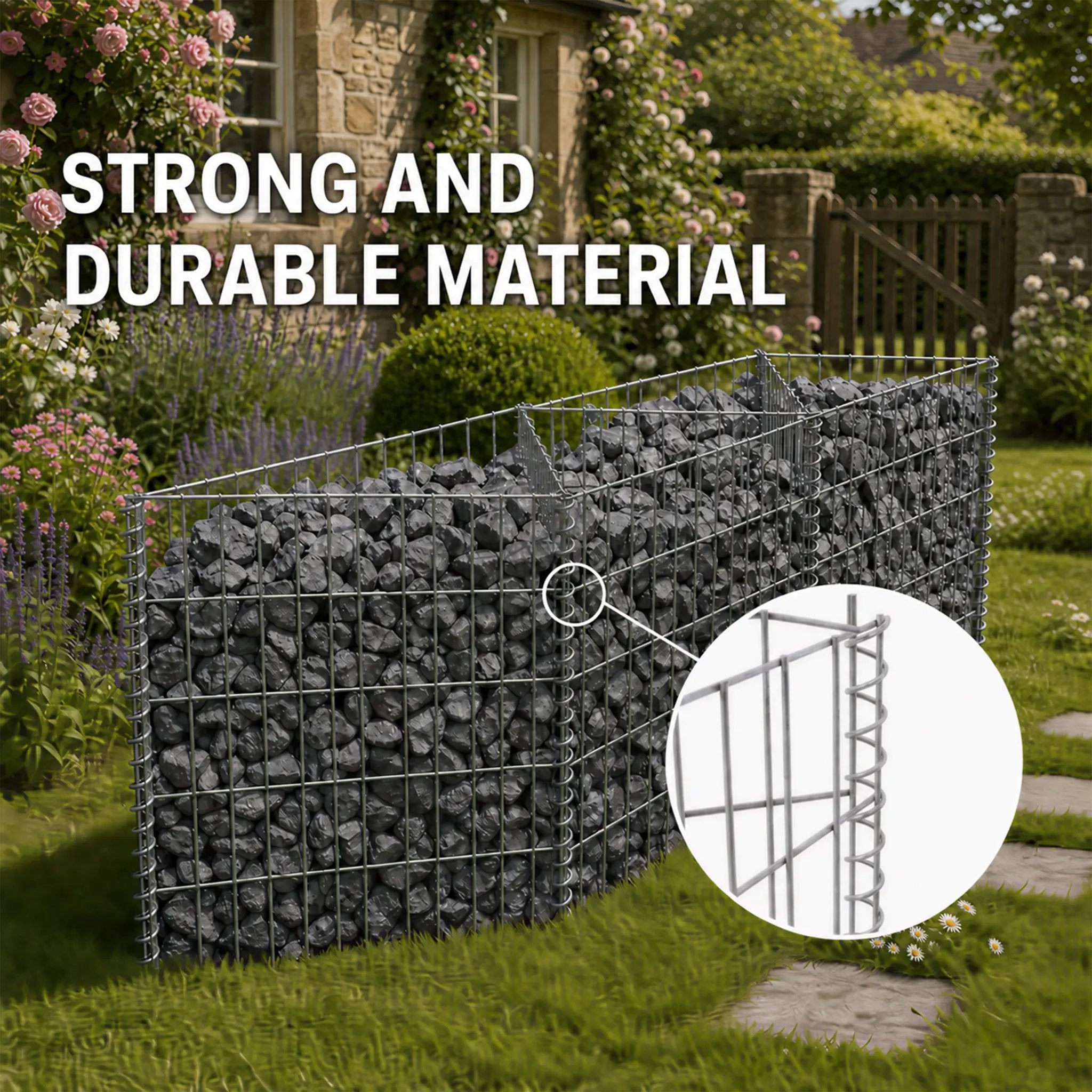 Galvanized Steel Gabion Basket with 3 Compartments by HouseOfZazla