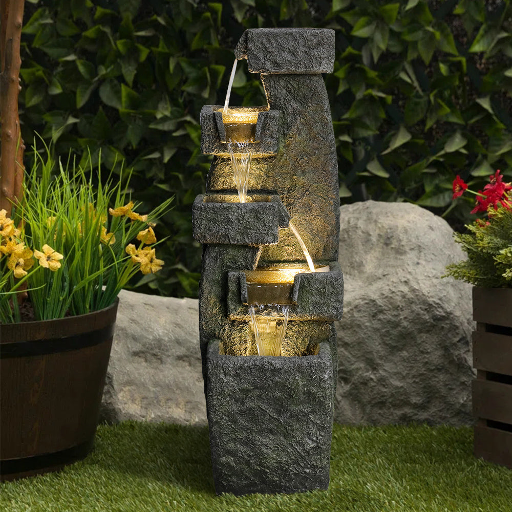 Resin Tiered Outdoor Fountain 5 Tier Modern LED, photo 2 of 10